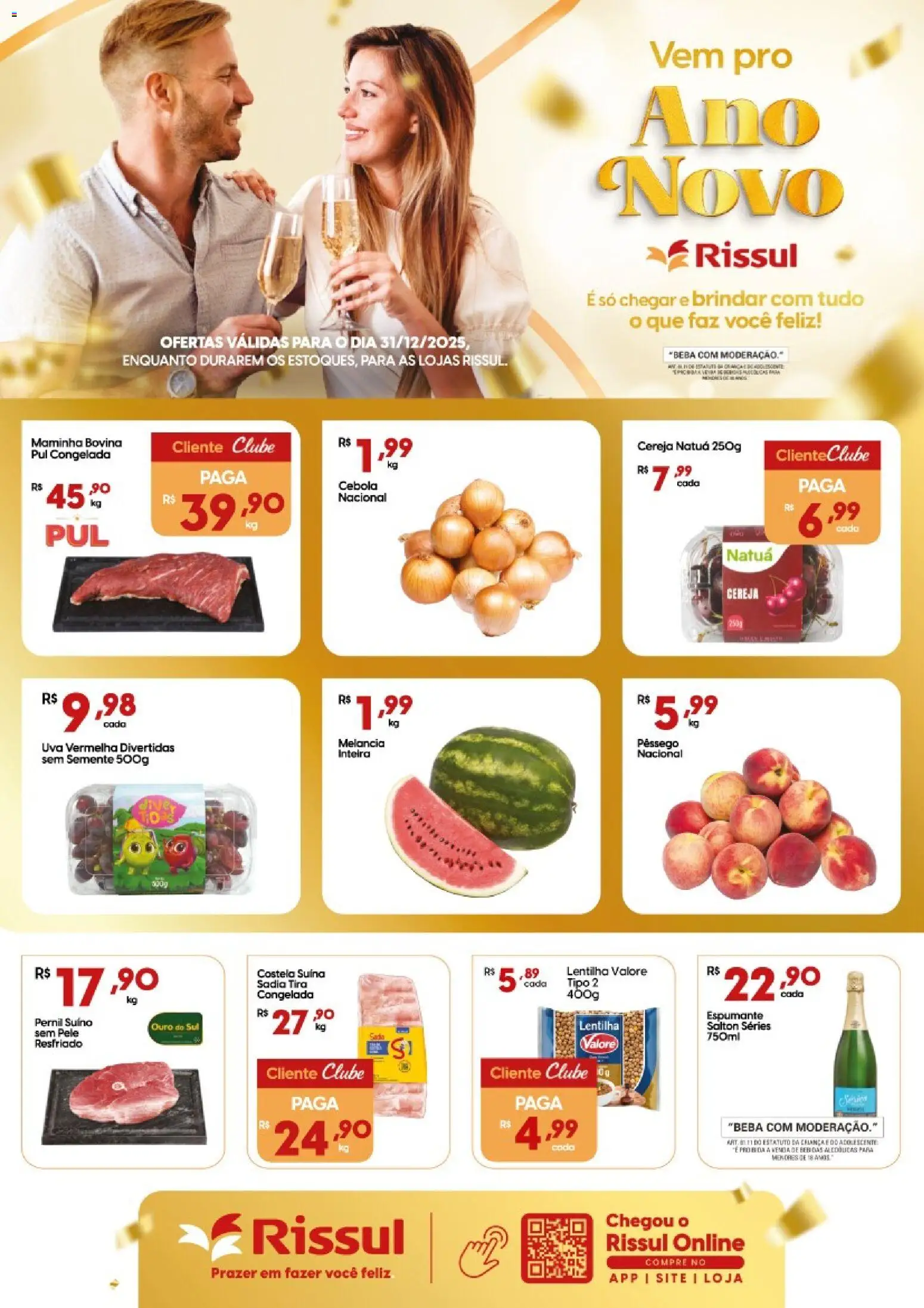 Rissul Folheto - válido de 31.12.2025 | Página: 1 | Produtos: Pêssego, Lentilha, Espumante, Pernil