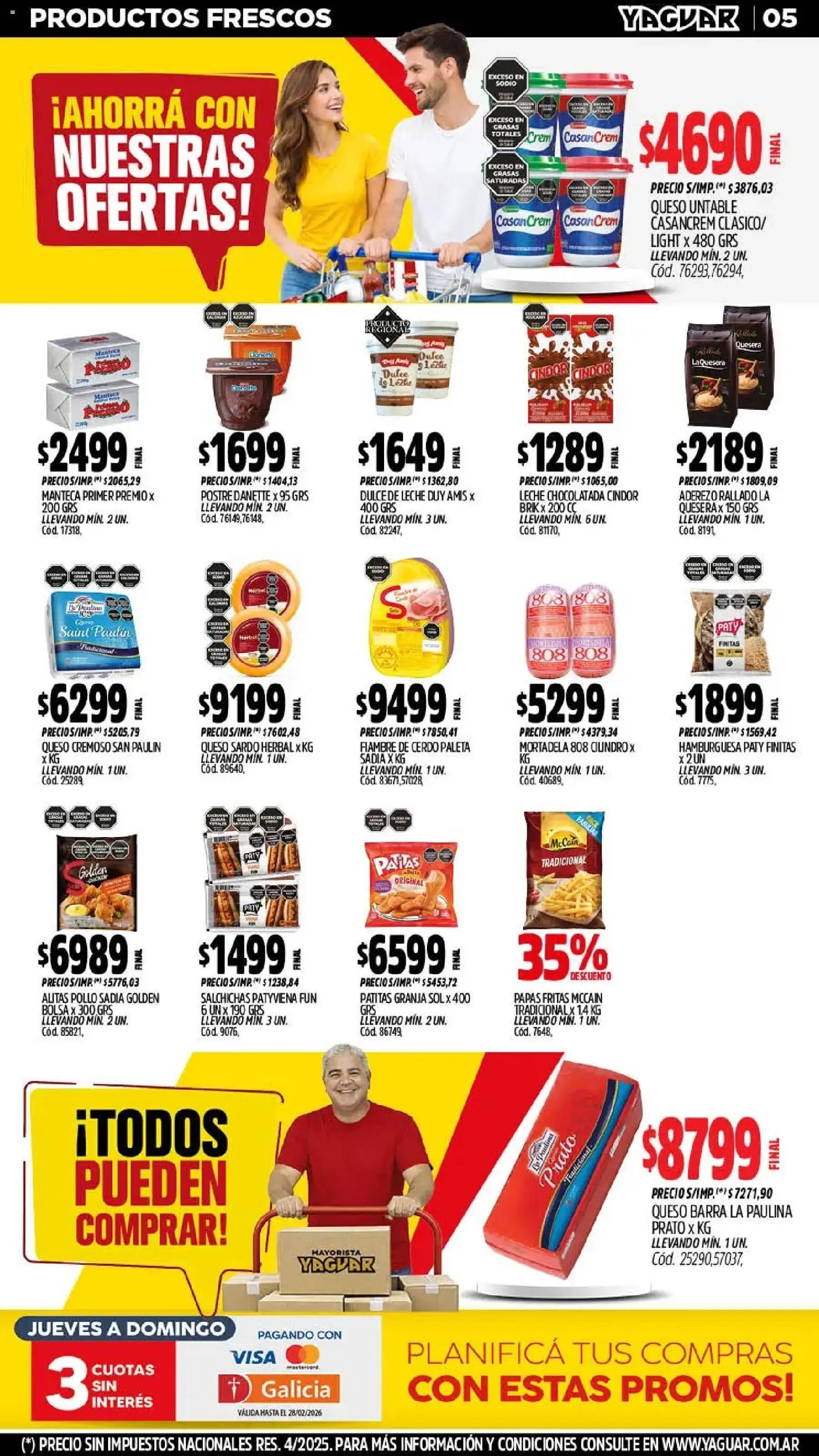 Yaguar - Oferta Semanal Córdoba │ válido desde el 23.02.2026 | Página: 5 | Productos: Bolsa, Pollo, Mortadela, Paleta