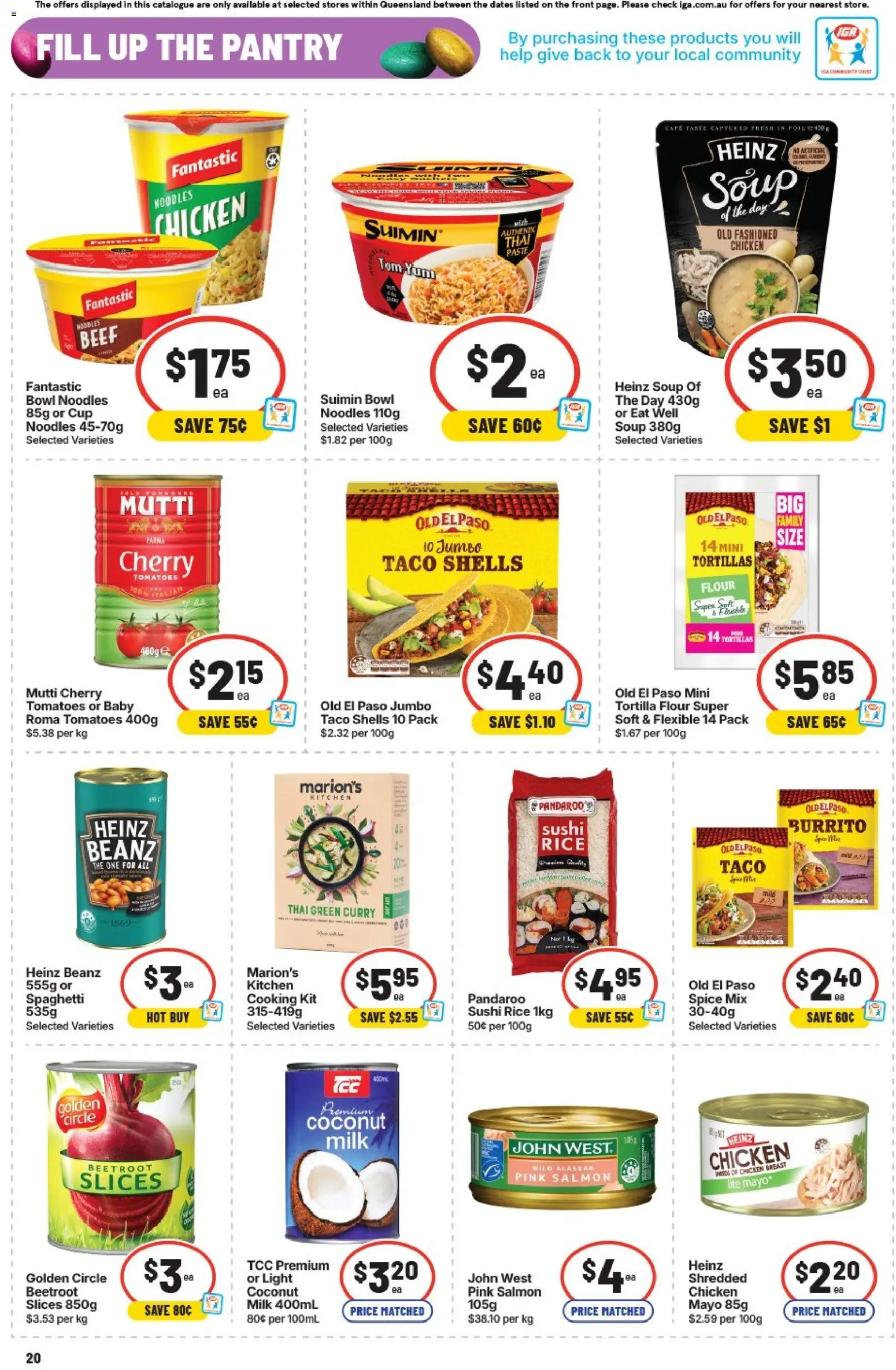IGA catalogue - valid from 01.04.2026 | Page: 23 | Products: Milk, Chicken, Rice, Tortillas