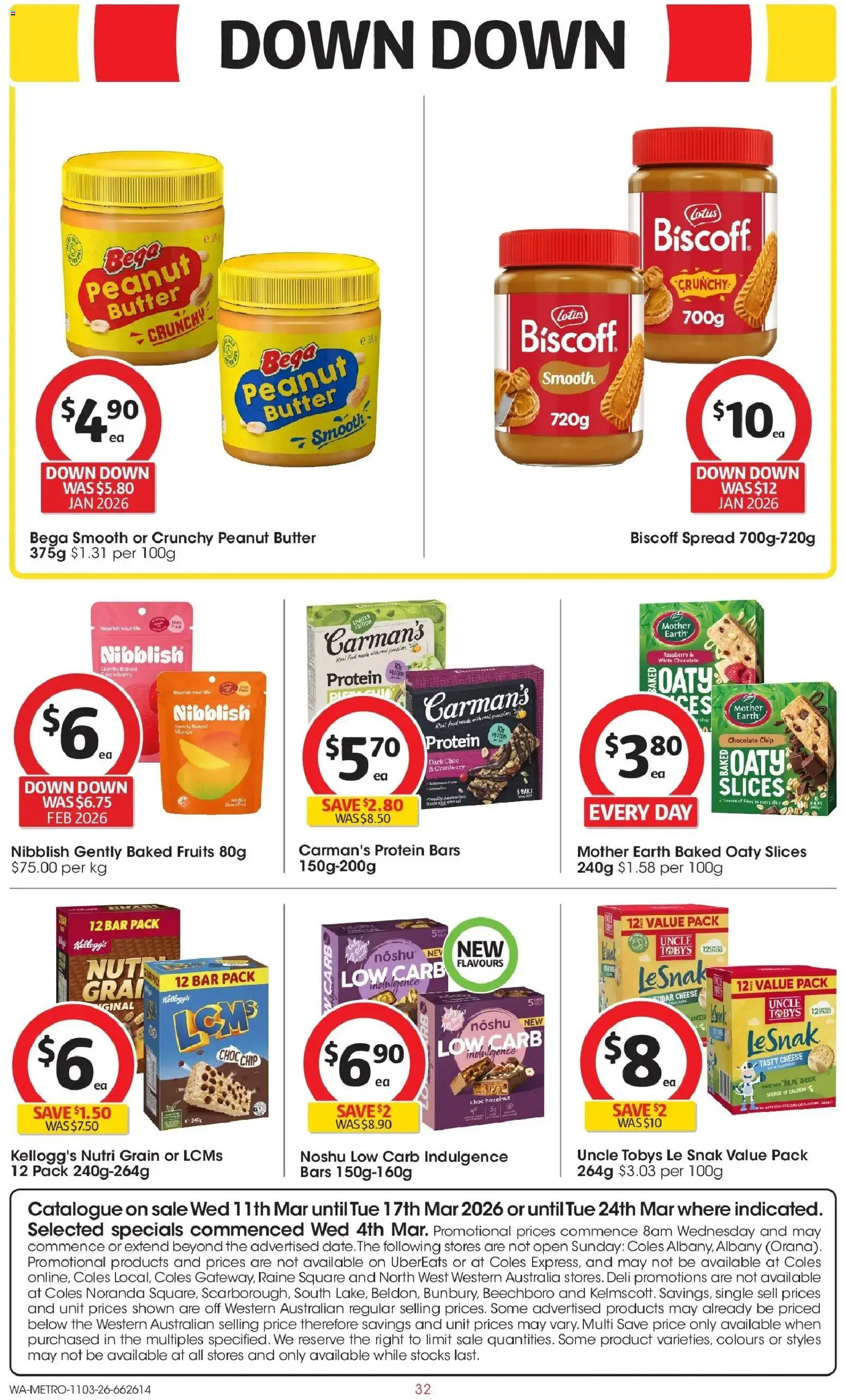 Coles catalogue - valid from 10.03.2026 | Page: 32 | Products: Crackers, Butter, Cheese, Fruits