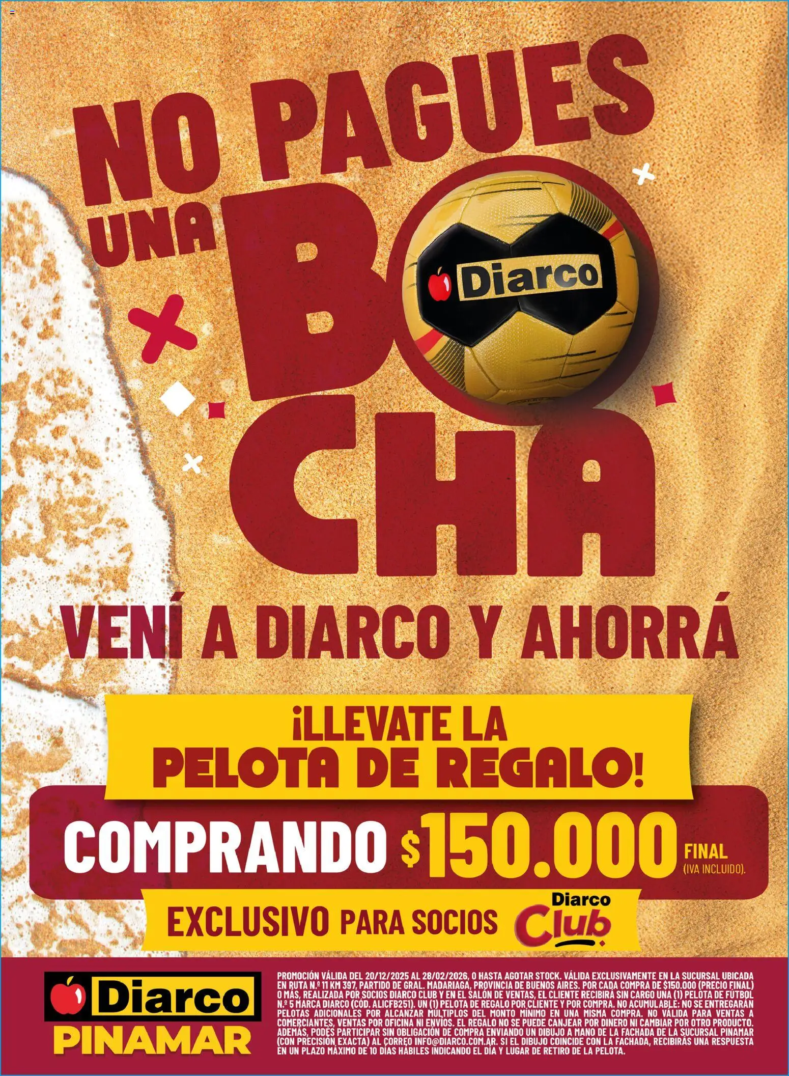 Diarco - No Pagues Una Bocha – Pinamar │ válido desde el 20.12.2025 | Página: 1 | Productos: Pelota
