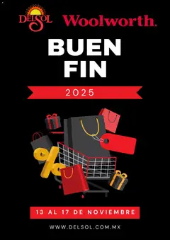 Vista previa de Del Sol y Woolworth Buen Fin aviso, nuevo folleto de la tienda, válido en México a partir del 12.11.2025