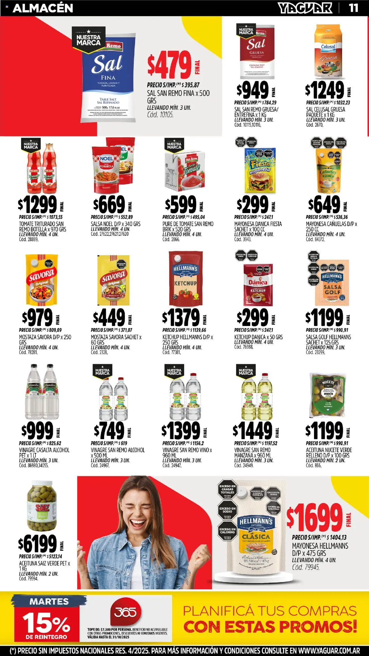 Yaguar - San Juan │ válido desde el 20.10.2025 | Página: 10 | Productos: Sal, Salsa Golf, Pure de Tomate, Huevos