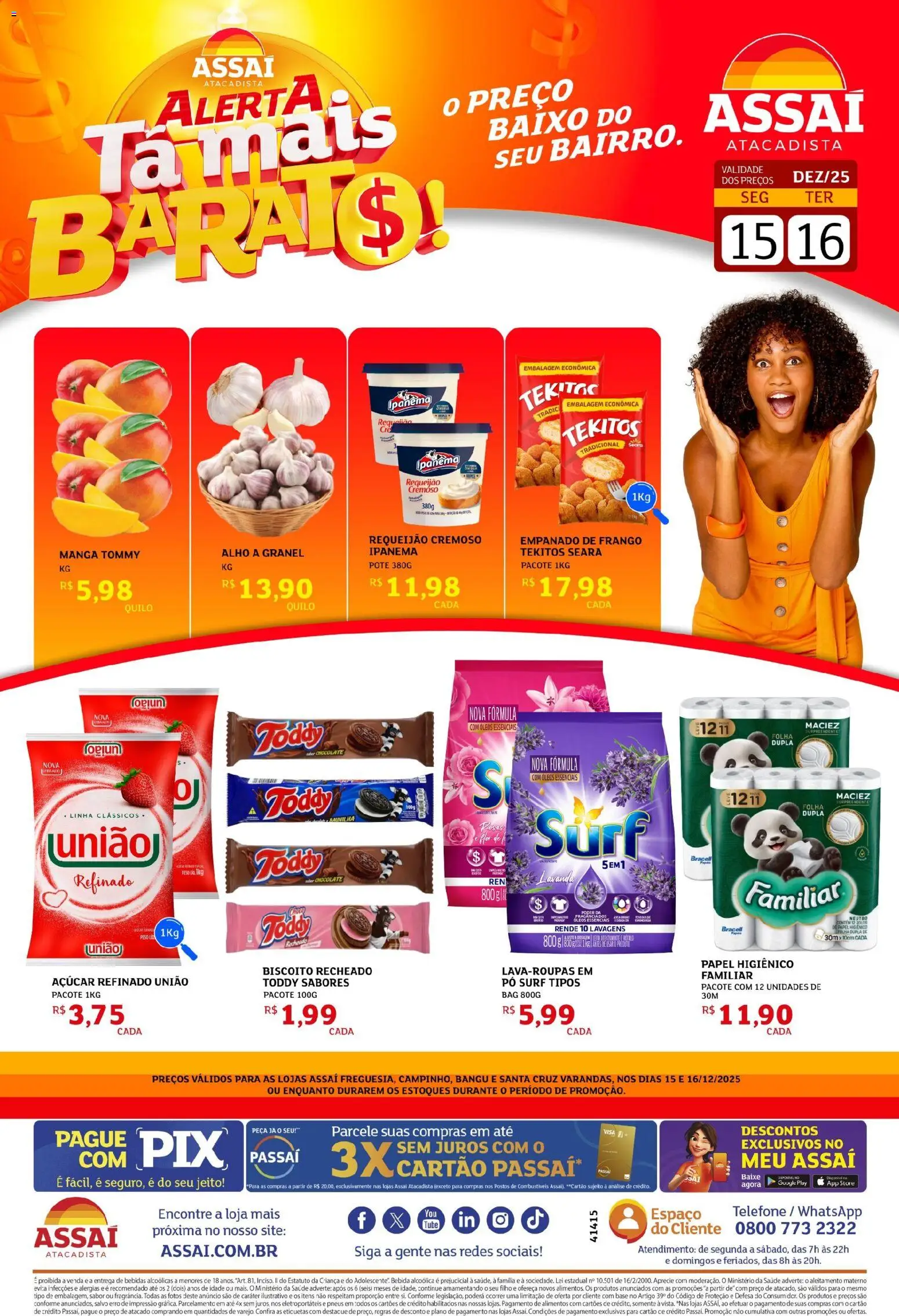 Assaí Atacadista Folheto - válido de 15.12.2025 | Página: 1 | Produtos: Pó, Base, Bebida, Papel higiênico