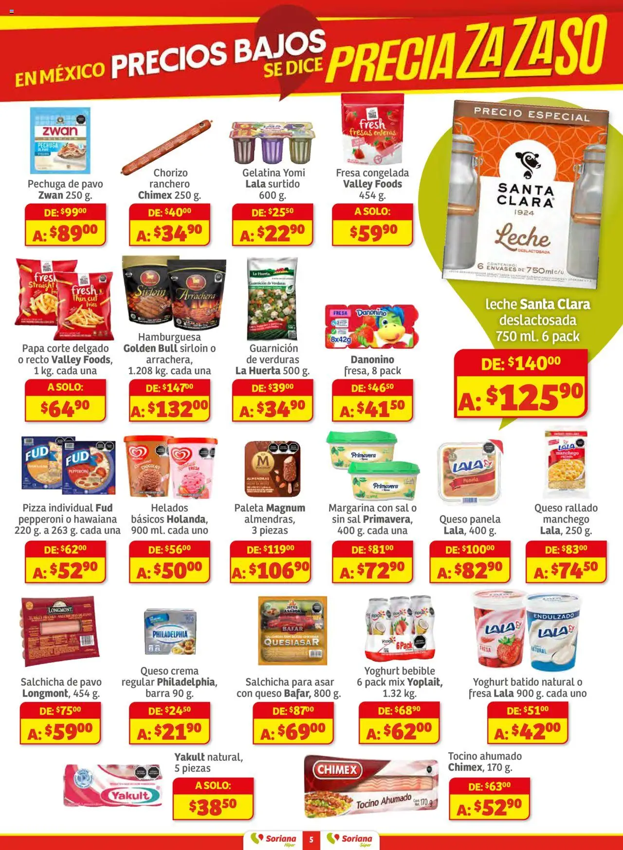 Nuevas ofertas de Soriana válidas en toda la República Mexicana desde el 16.10.2025. ¡Encuentra las mejores ofertas en Soriana - Preciazazaso Híper: BCS, Jal, Nay, Sin, Son! | Página: 5 | Productos: Gelatina, Queso crema, Queso, Fresas