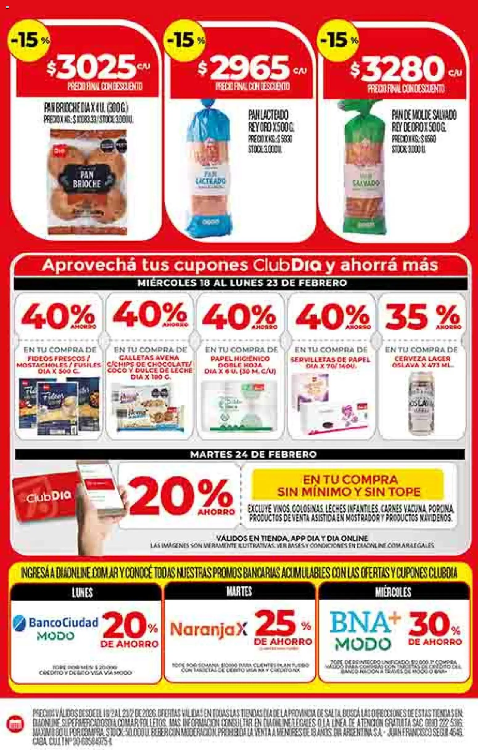 Dia - Ofertas - Salta y Jujuy │ válido desde el 18.02.2026 | Página: 4 | Productos: Avena, Pan, Cerveza, Fideos