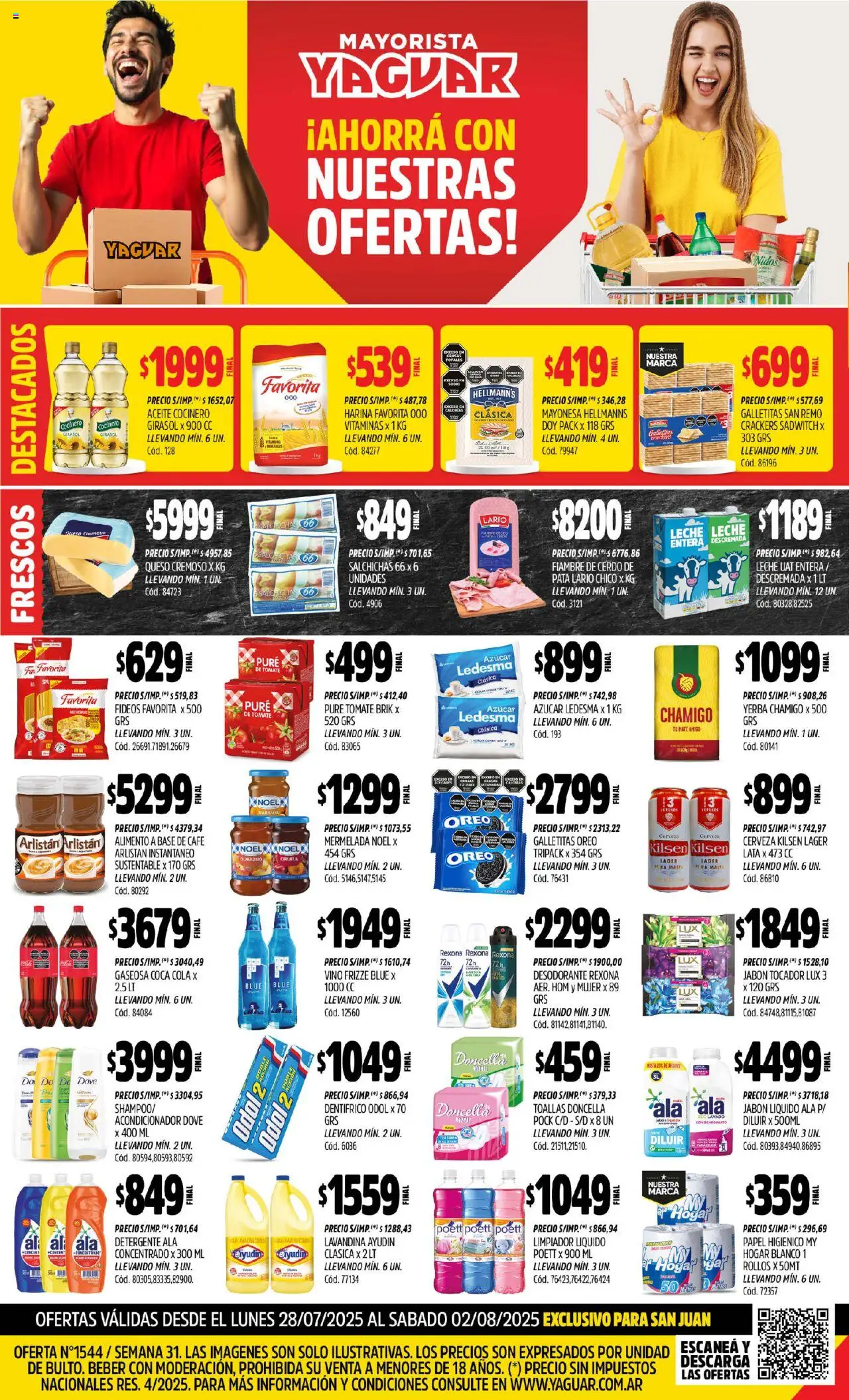 Yaguar - San Juan │ válido desde el 28.07.2025 | Página: 1 | Productos: Harina, Yerba, Gaseosa, Leche