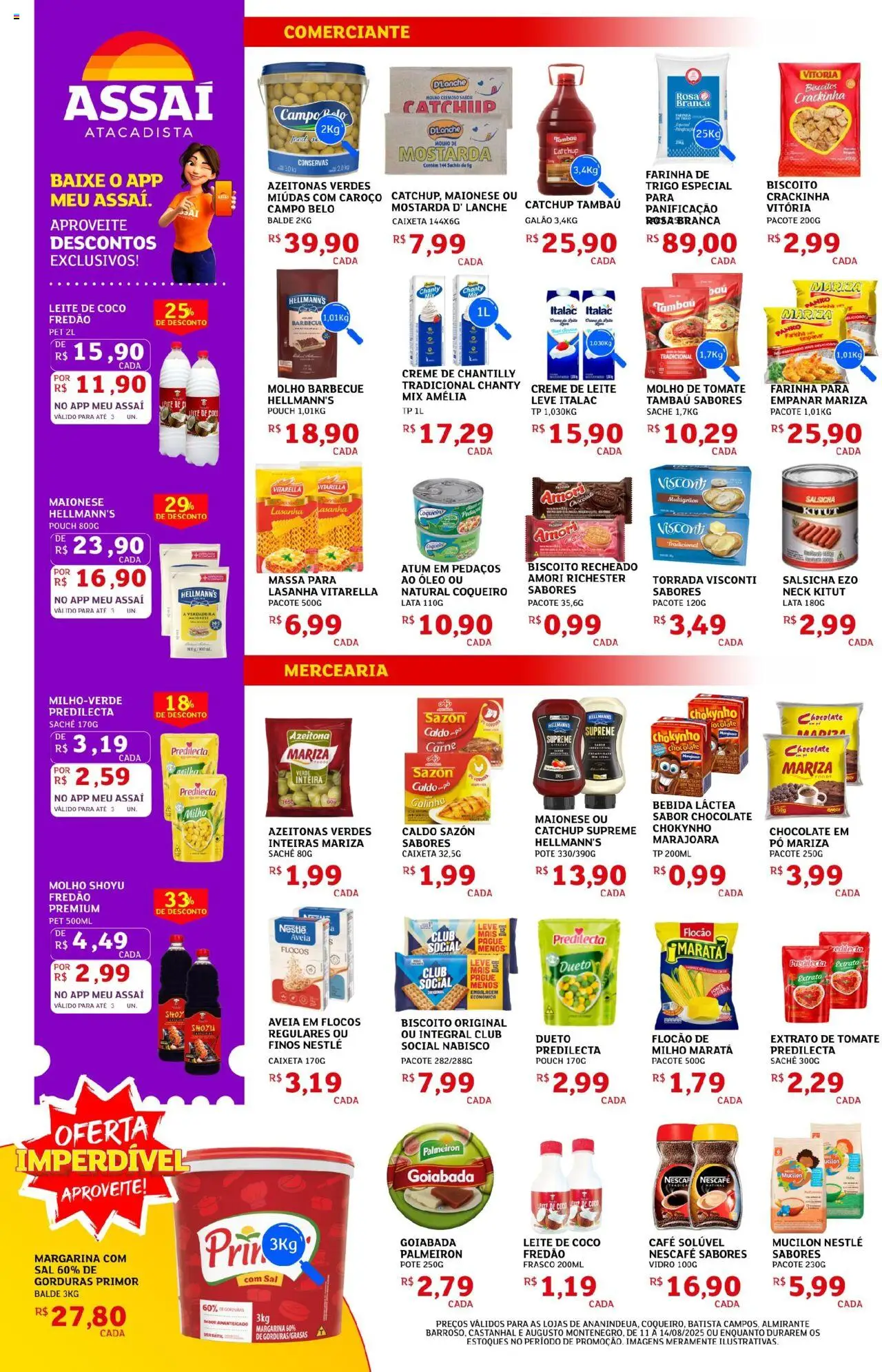 Assaí Atacadista Folheto - válido de 11.08.2025 | Página: 2 | Produtos: Salsicha, Massa, Bebida, Goiabada