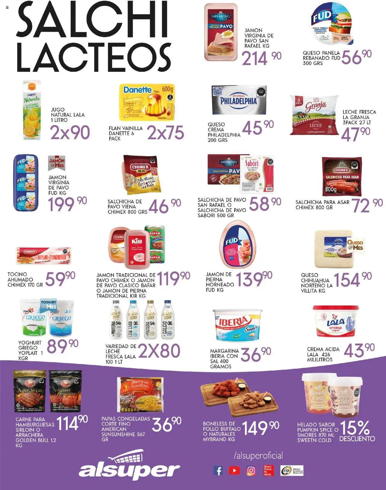 Nuevas ofertas de Alsuper válidas en toda la República Mexicana desde el 03.10.2025. ¡Encuentra las mejores ofertas en Alsuper - Folleto Durango! | Página: 3 | Productos: Pollo, Salchicha, Queso, Jugo