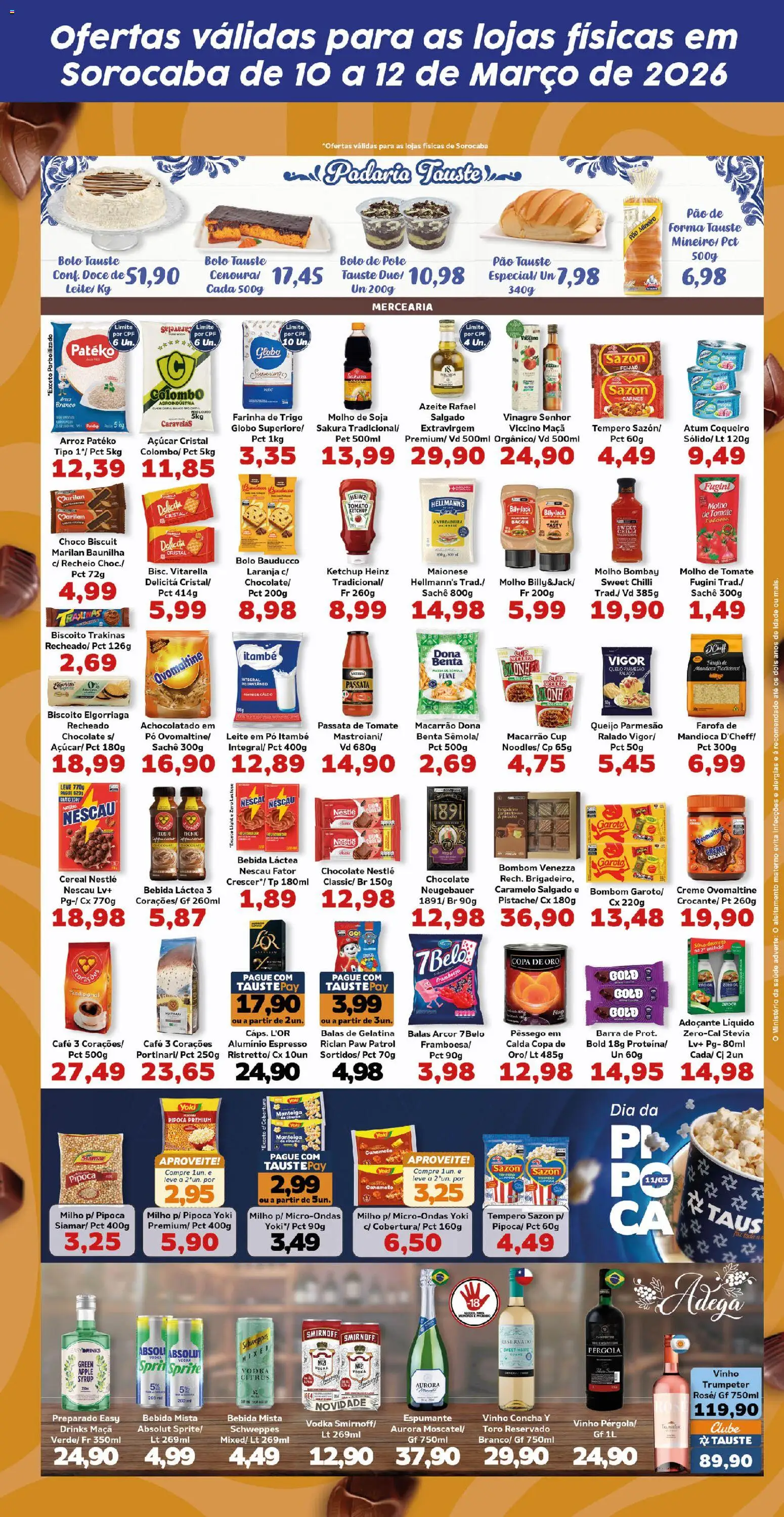 Tauste Folheto - válido de 10.03.2026 | Página: 3 | Produtos: Café, Ketchup, Queijo parmesão, Bombom