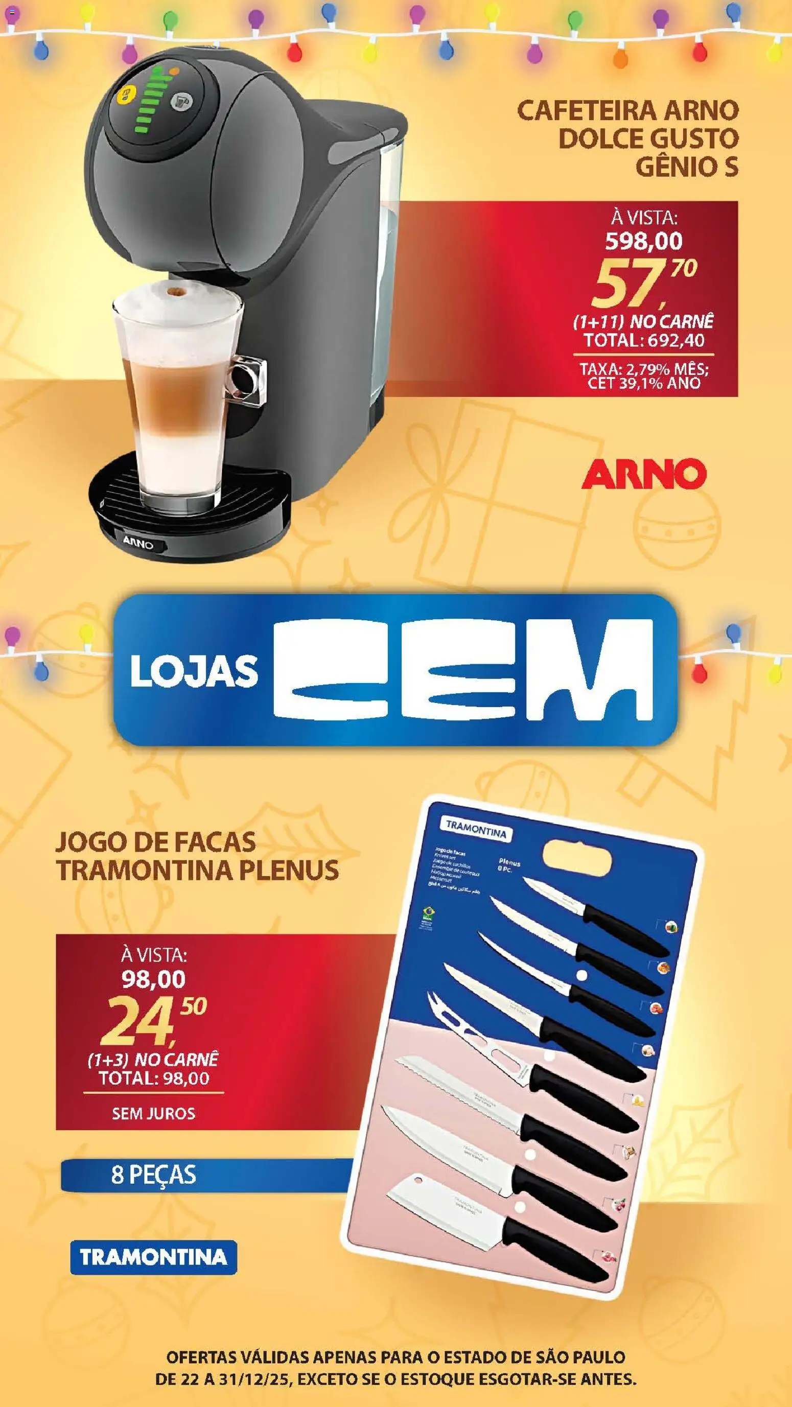Lojas Cem Folheto - válido de 22.12.2025 | Página: 71 | Produtos: Cafeteira, Carne, PC