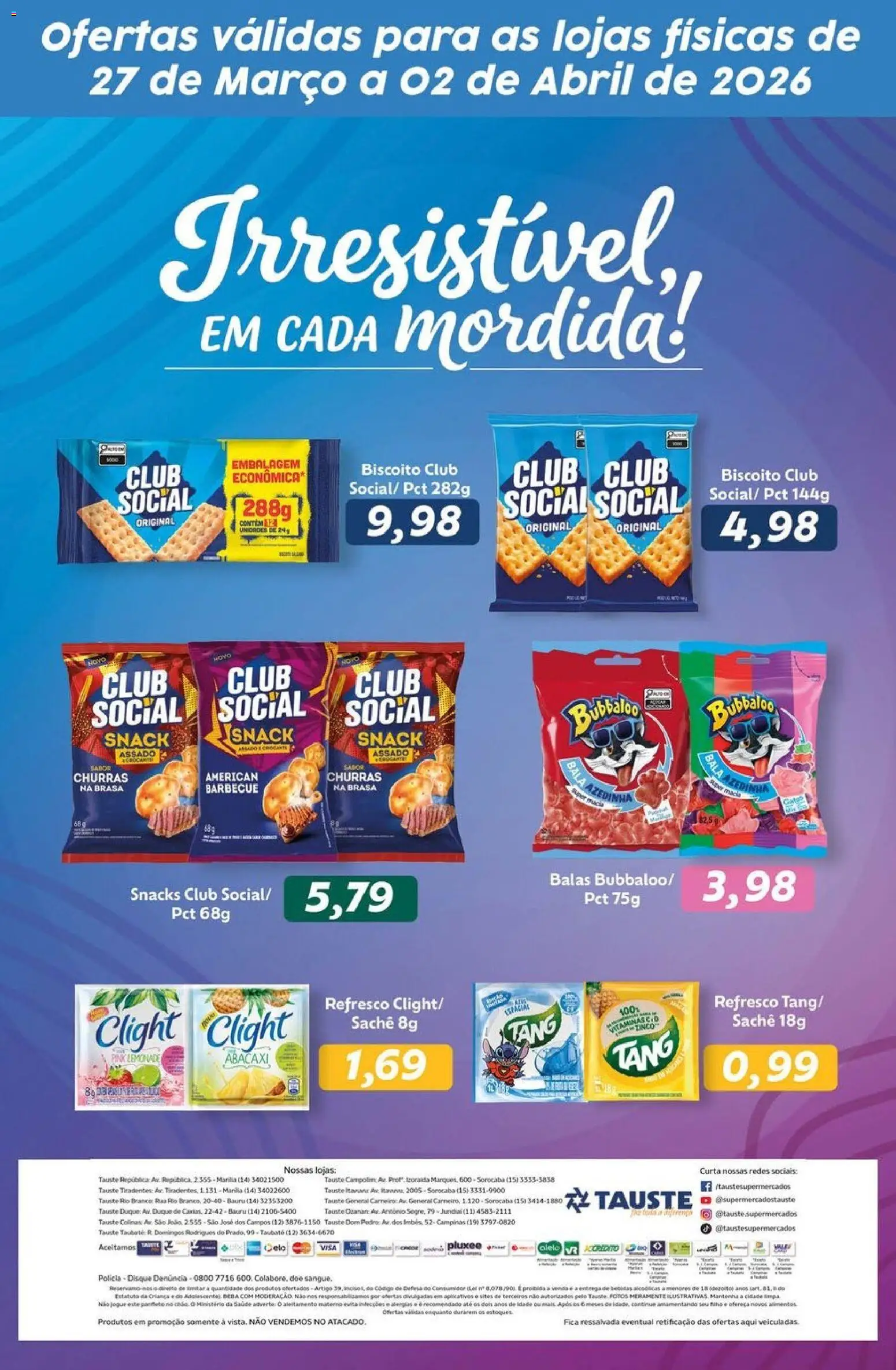 Tauste Folheto - válido de 27.03.2026 | Página: 2 | Produtos: Biscoito, Refresco, Abacaxi, Bala