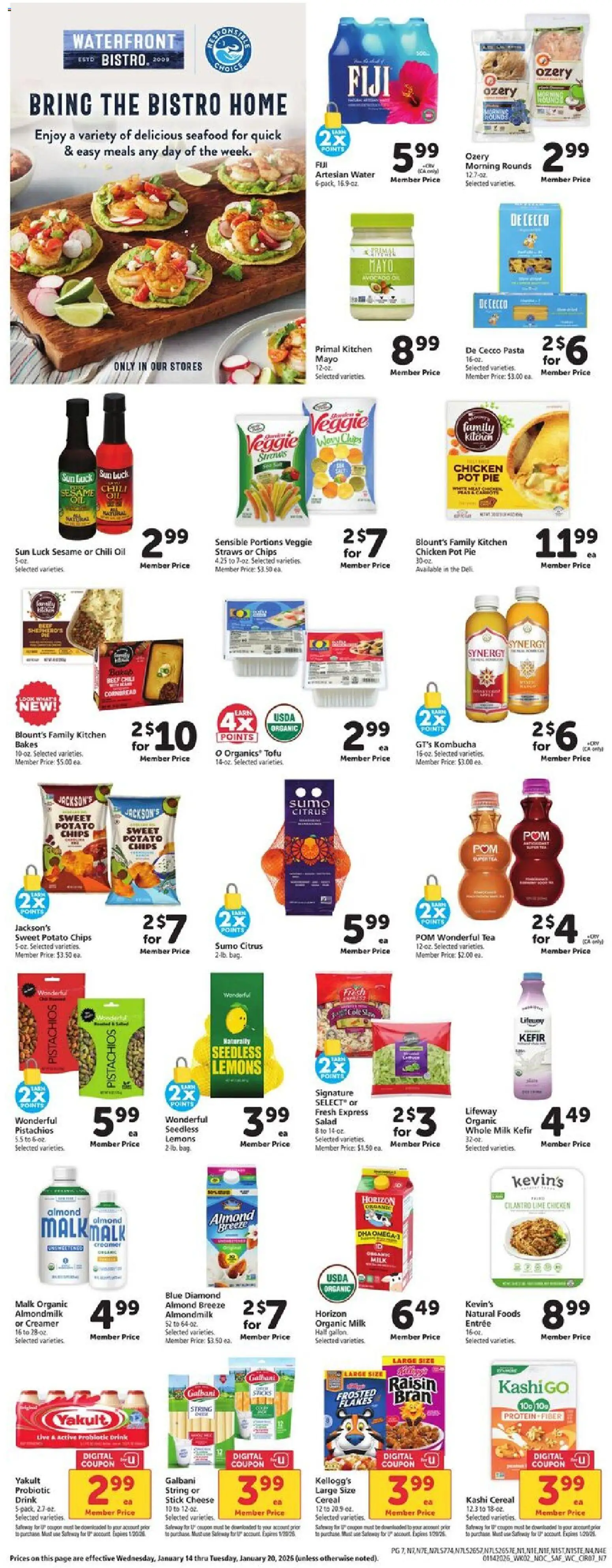 Safeway Weekly Ad - valid from 14.01.2026 | Page: 7 | Products: Milk, Oil, Water, Seafood