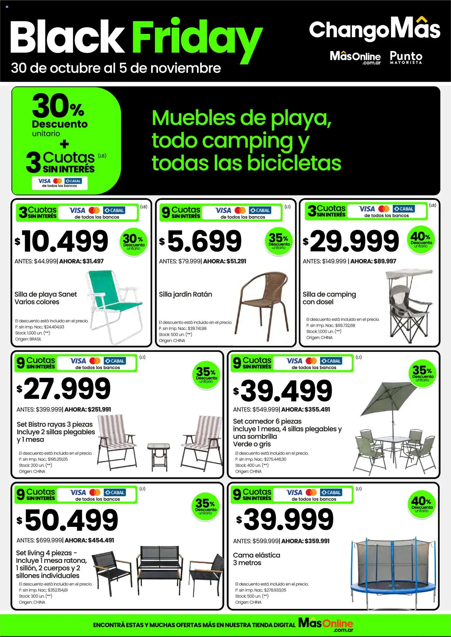 Punto Mayorista Black Friday │ válido desde el 30.10.2025 | Página: 7 | Productos: Cama elástica, Cama, Mesa, Sombrilla