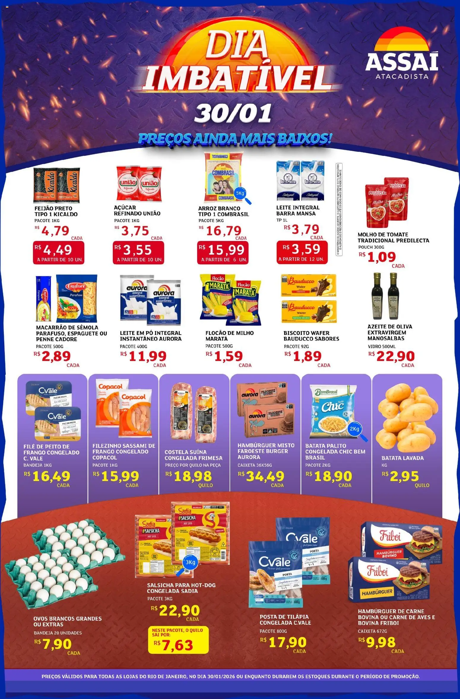 Assaí Atacadista Folheto - válido de 30.01.2026 | Página: 1 | Produtos: Espaguete, Molho de tomate, Macarrão, Hambúrguer
