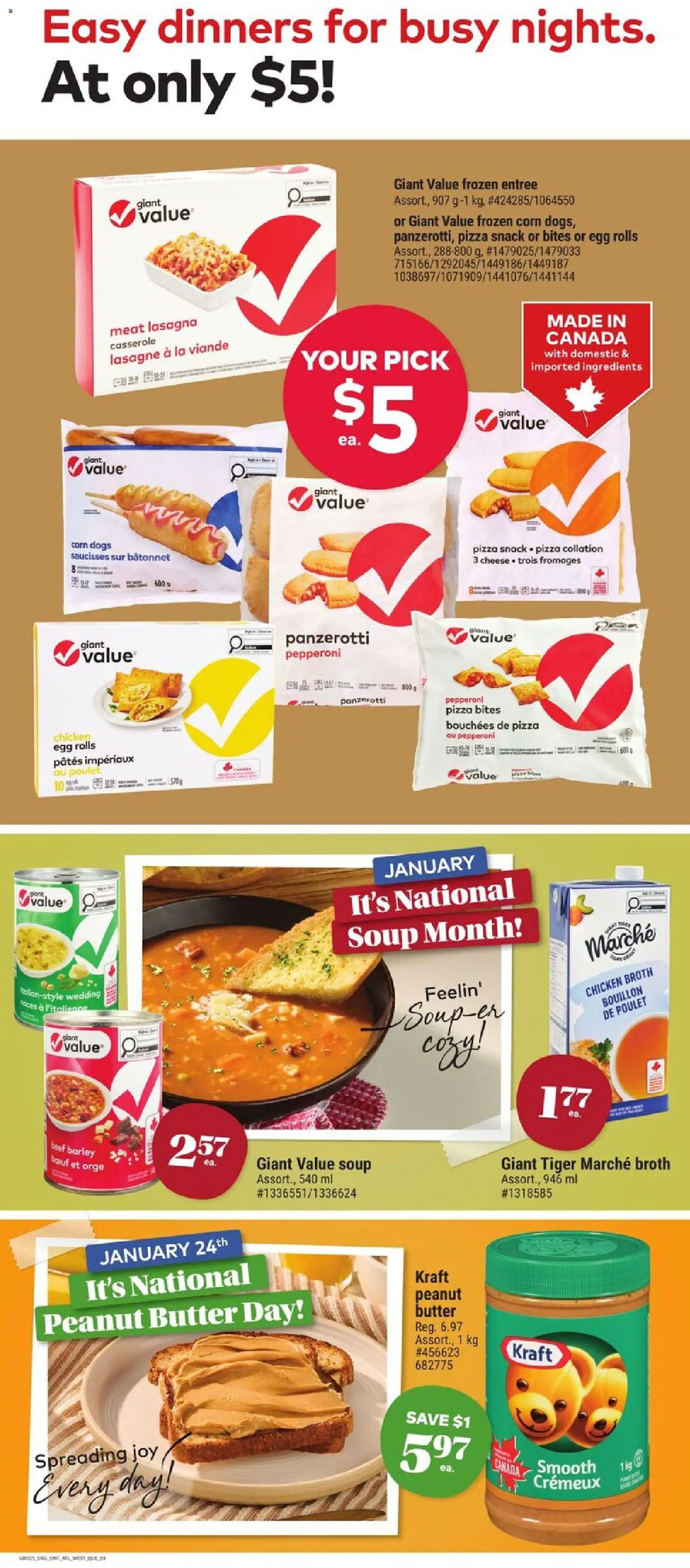 Giant Tiger flyer valid from 21.01.2026 | Page: 3 | Products: Beef, Butter, Cheese, Pizza