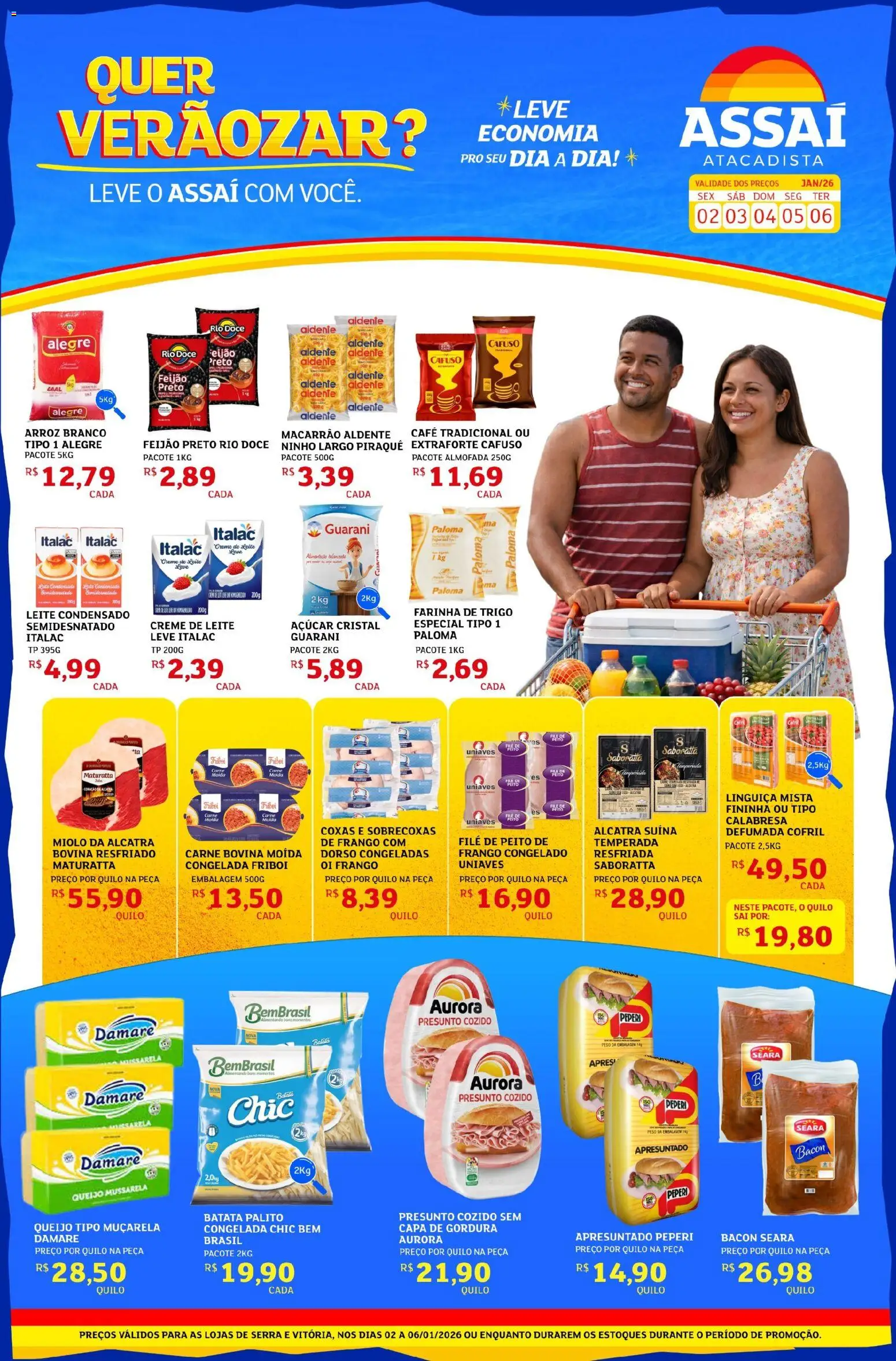 Assaí Atacadista Folheto - válido de 02.01.2026 | Página: 1 | Produtos: Feijão, Linguiça, Carne, Leite condensado