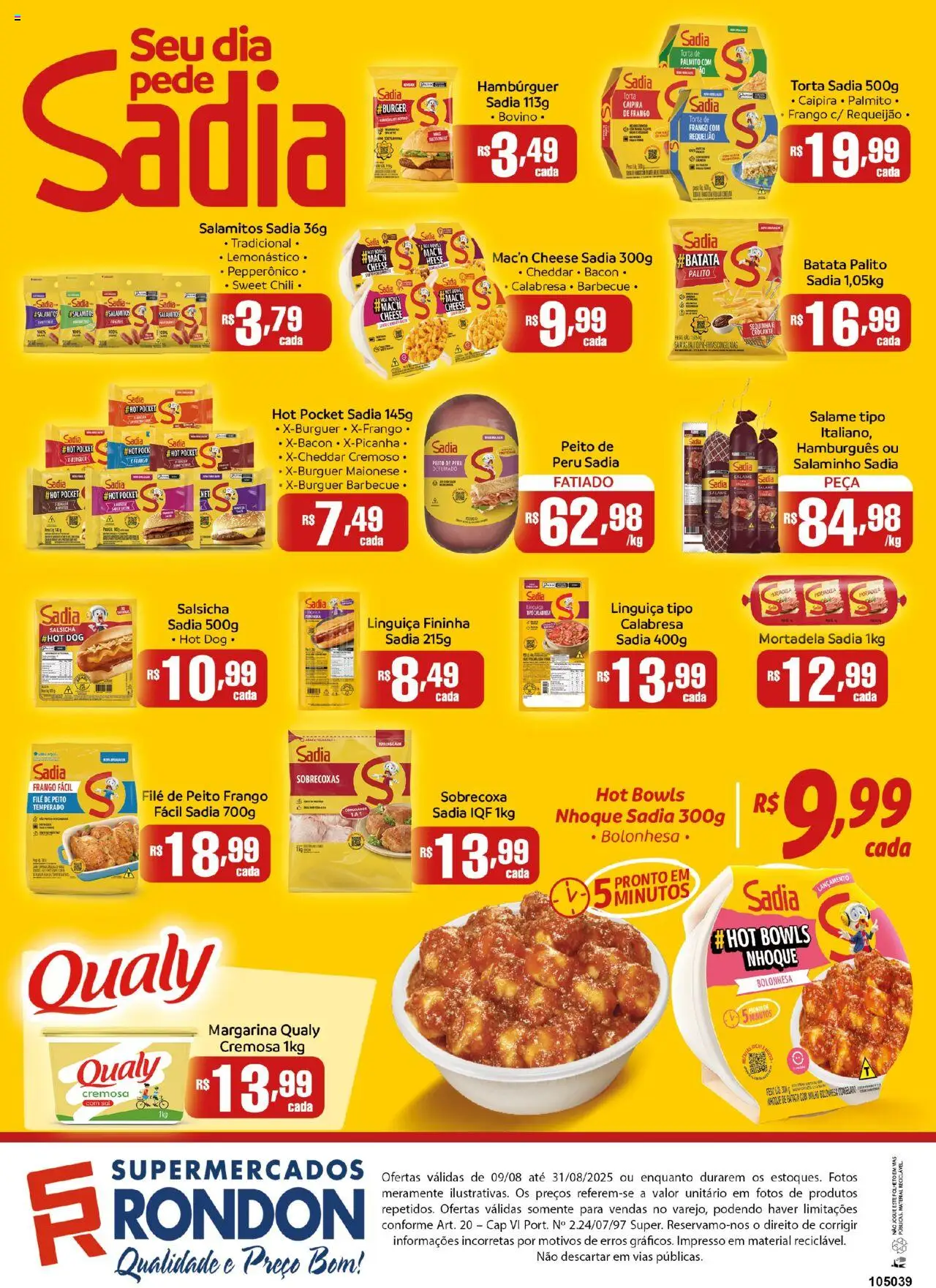 Supermercados Rondon Folheto - válido de 09.08.2025 | Página: 2 | Produtos: Palmito, Mortadela, Maionese, Requeijão