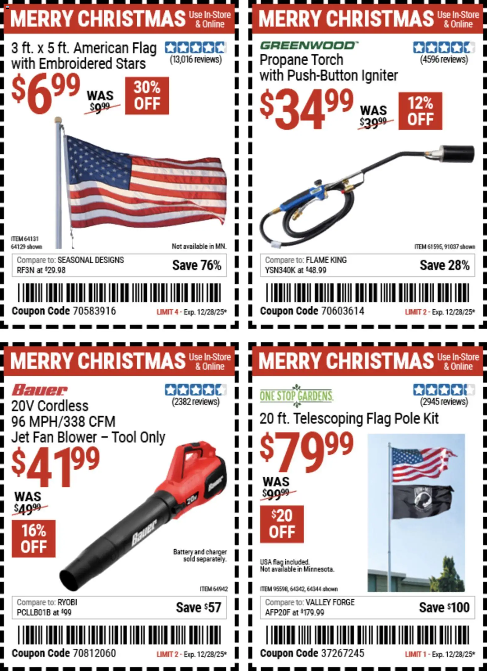 Harbor Freight Christmas Coupon Deals - valid from 15.12.2025 | Page: 17 | Products: Battery, Charger, Fan, Blower