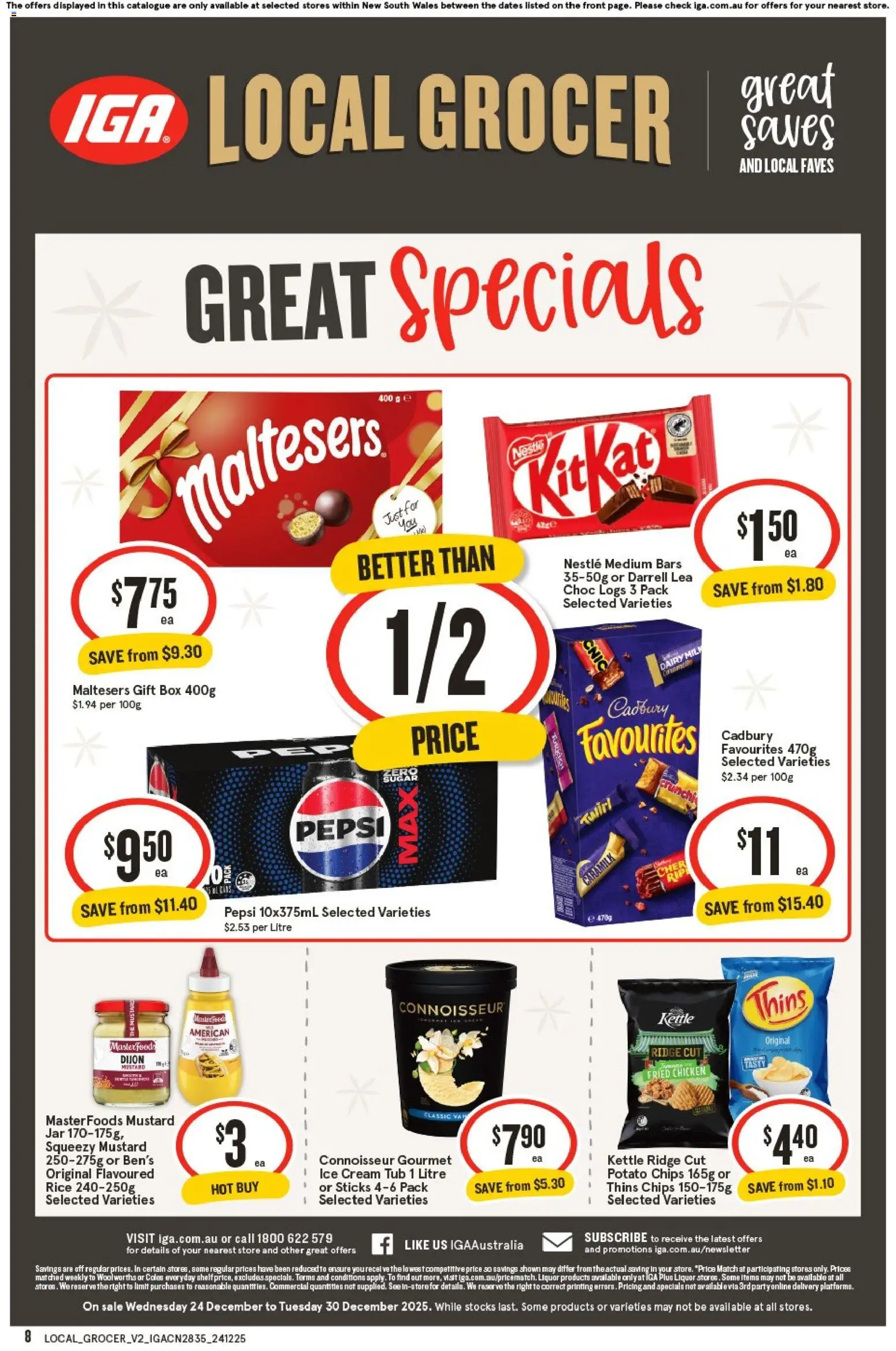IGA catalogue - valid from 24.12.2025 | Page: 8 | Products: Dairy, Rice, Pepsi, Chips