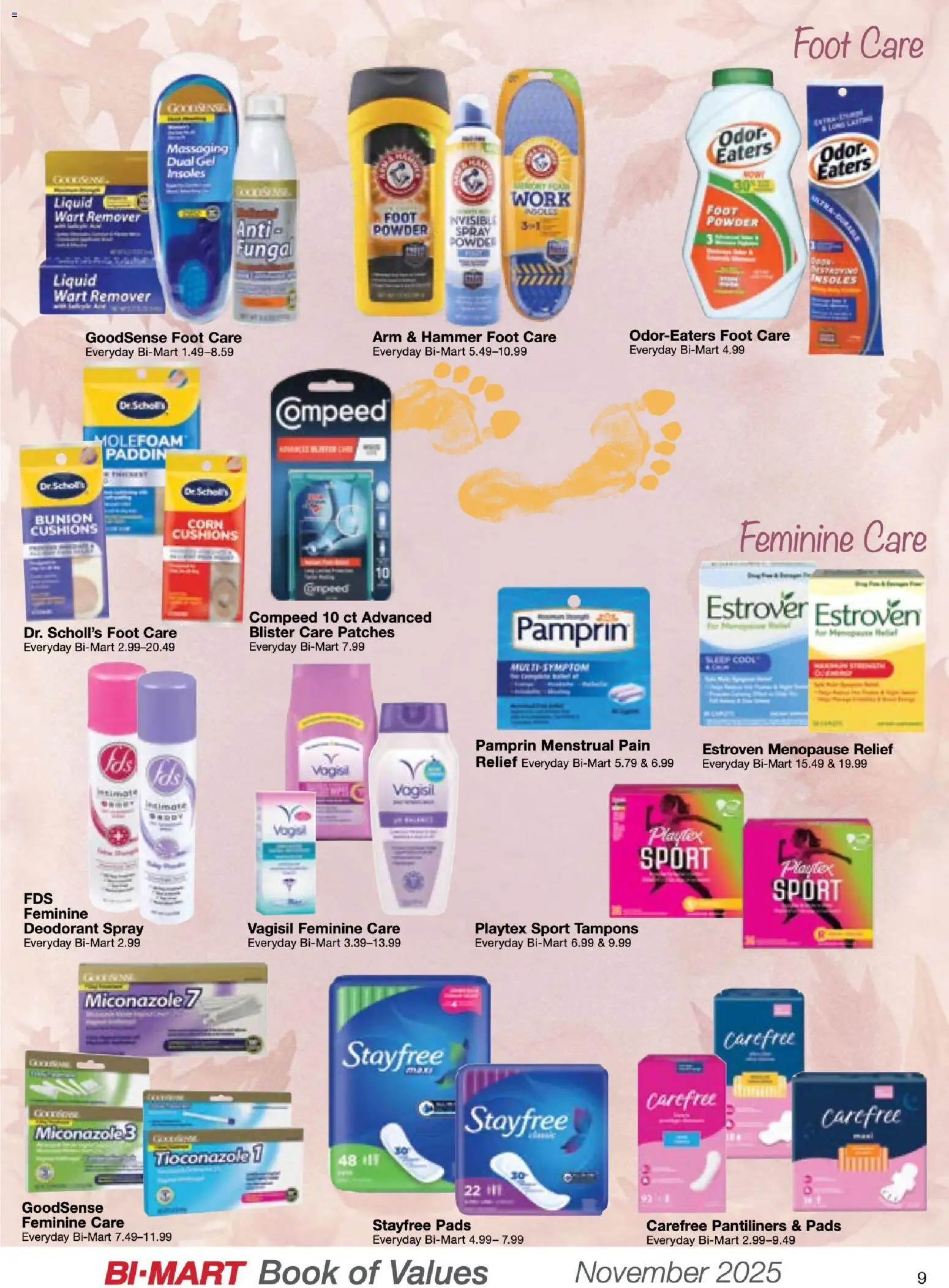 Bi-Mart November Health & Beauty Book of Values - valid from 01.11.2025 | Page: 9 | Products: Corn, Hammer, Pads, Tampons
