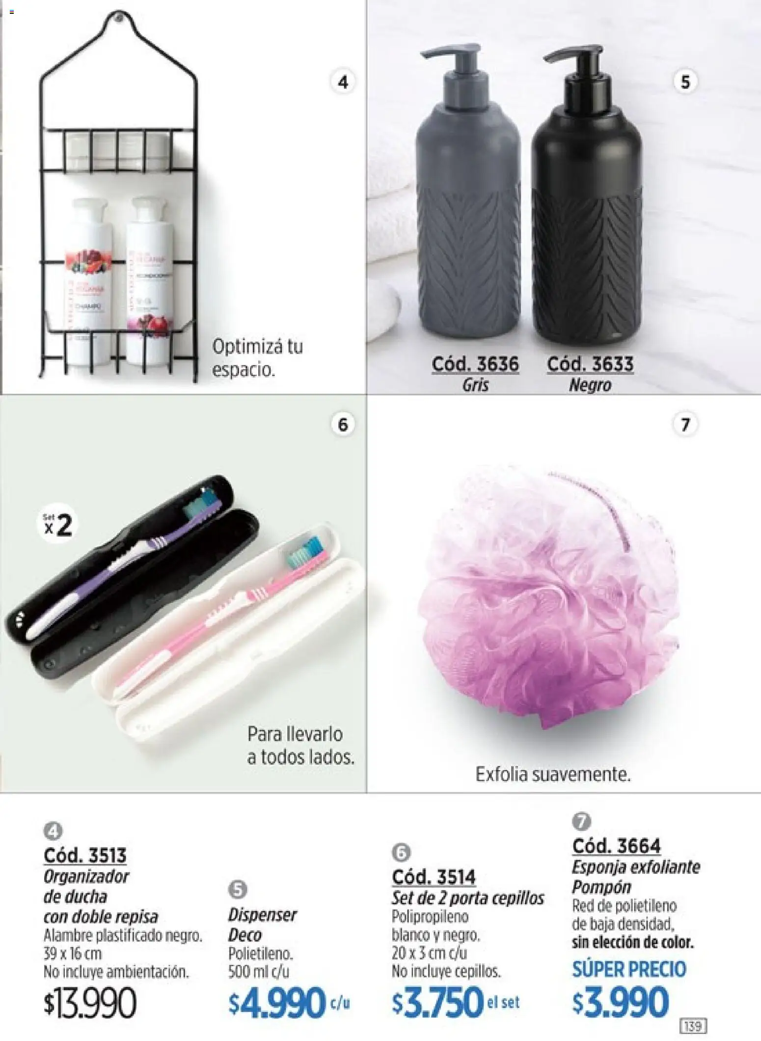Amodil - Campaña 8 │ válido desde el 08.04.2026 | Página: 139 | Productos: Organizador, Ducha, Repisa, Esponja
