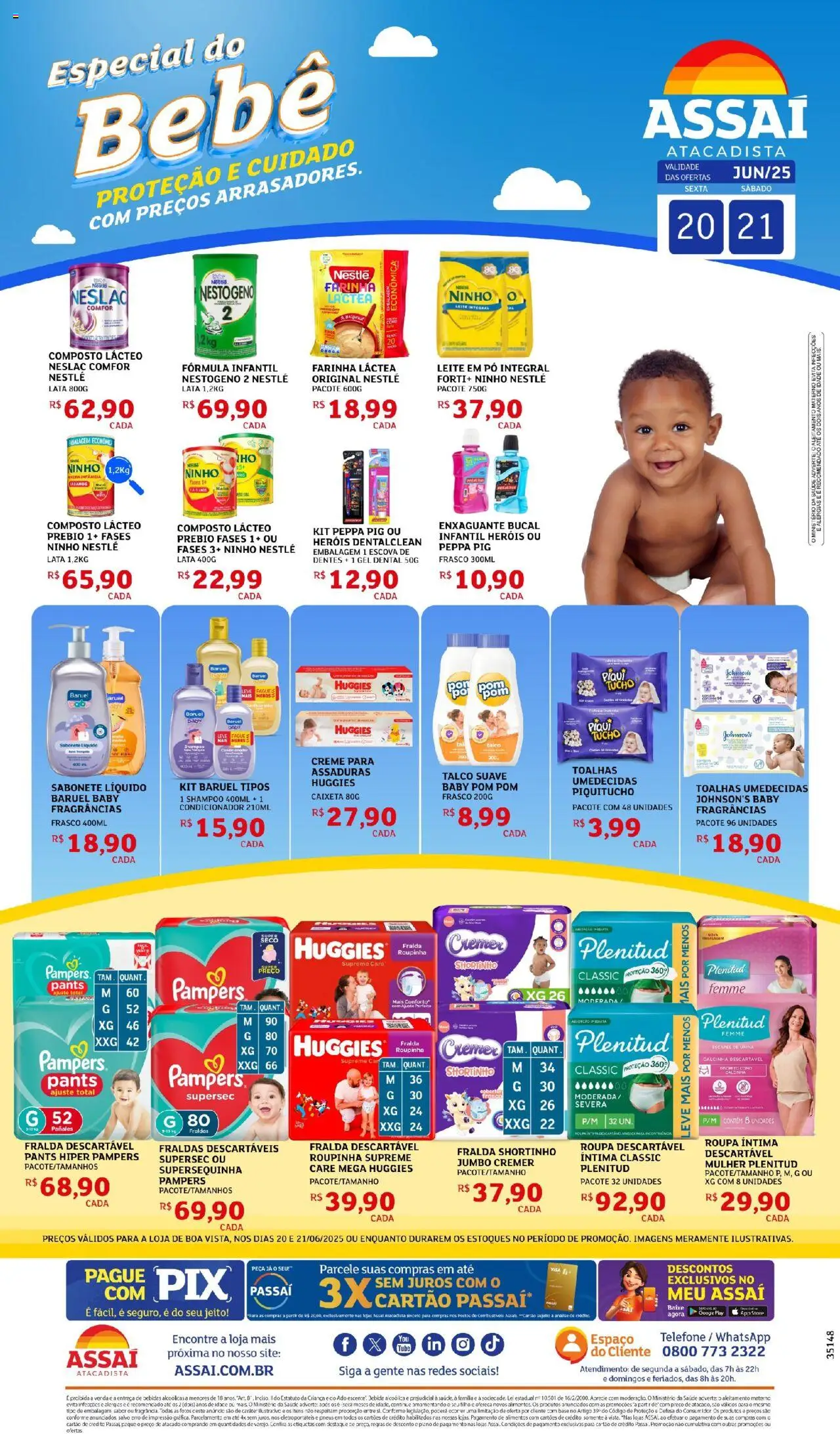 Assaí Atacadista Folheto - válido de 20.06.2025 | Página: 1 | Produtos: Base, Fórmula infantil, Sabonete, Fraldas