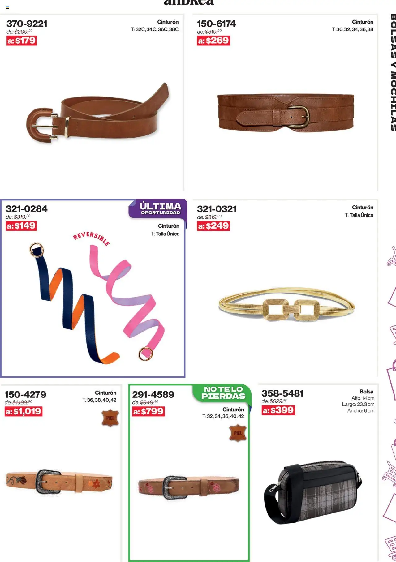 Nuevas ofertas de Andrea válidas en toda la República Mexicana desde el 10.08.2025. ¡Encuentra las mejores ofertas en Andrea - Catálogo Outlet! | Página: 263 | Productos: Cinturón, Bolsa, Té
