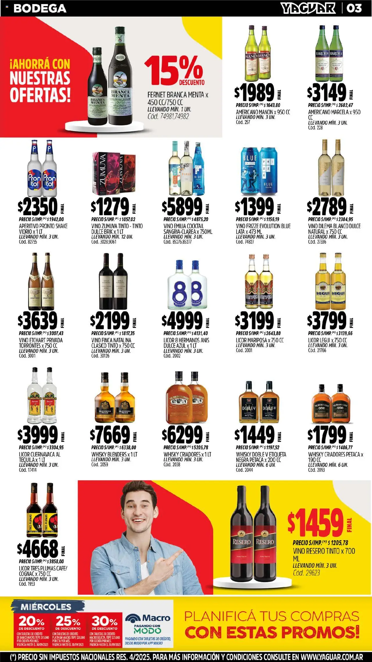 Yaguar - San Juan │ válido desde el 08.09.2025 | Página: 5 | Productos: Whisky, Banco, Fernet, Vino