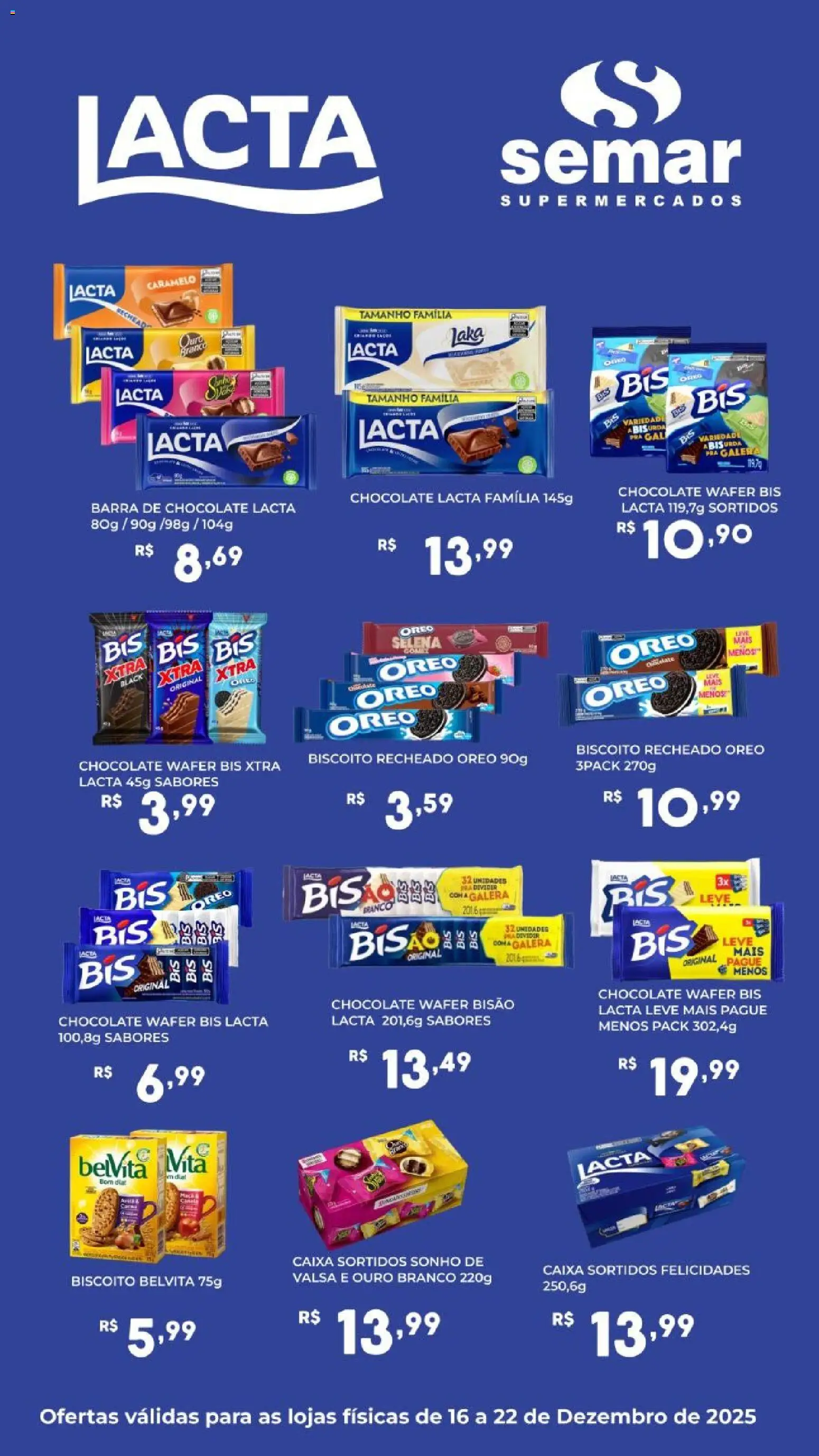 Semar Supermercado Folheto - válido de 16.12.2025 | Página: 1 | Produtos: Biscoito, Chocolate, Barra de chocolate, Biscoito recheado
