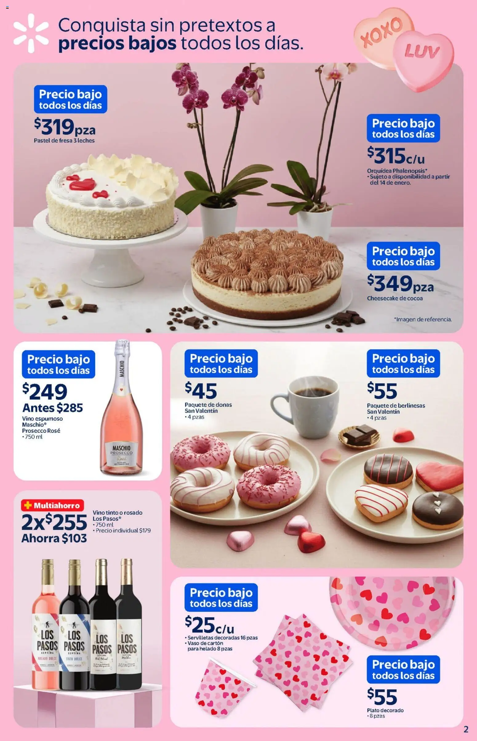 Nuevas ofertas de Walmart válidas en toda la República Mexicana desde el 14.01.2026. ¡Encuentra las mejores ofertas en Walmart catálogo Detalles que enamoran a precios bajos! | Página: 2 | Productos: Pastel, Helado, Vino, Servilletas