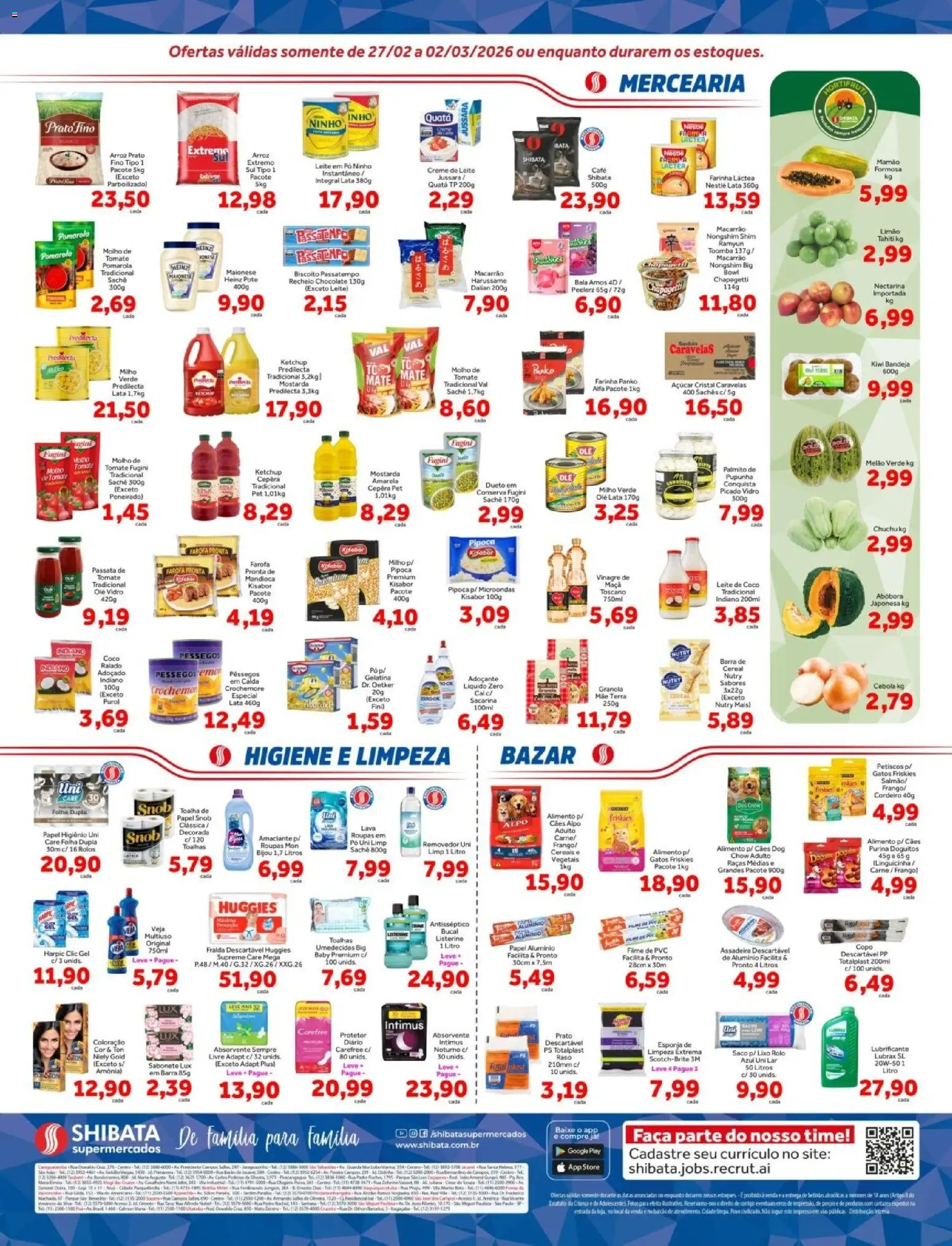 Shibata Folheto - válido de 27.02.2026 | Página: 2 | Produtos: Melão, Farinha láctea, Chocolate, Fralda descartável huggies