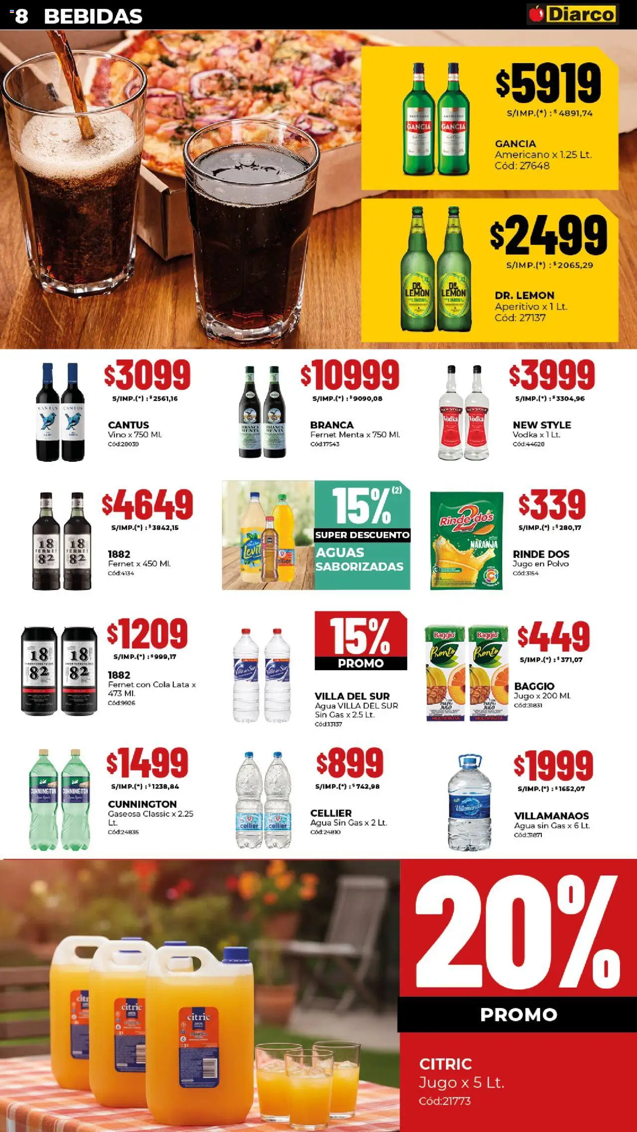 Diarco ofertas │ válido desde el 20.10.2025 | Página: 8 | Productos: Polvo, Agua, Jugo, Vino