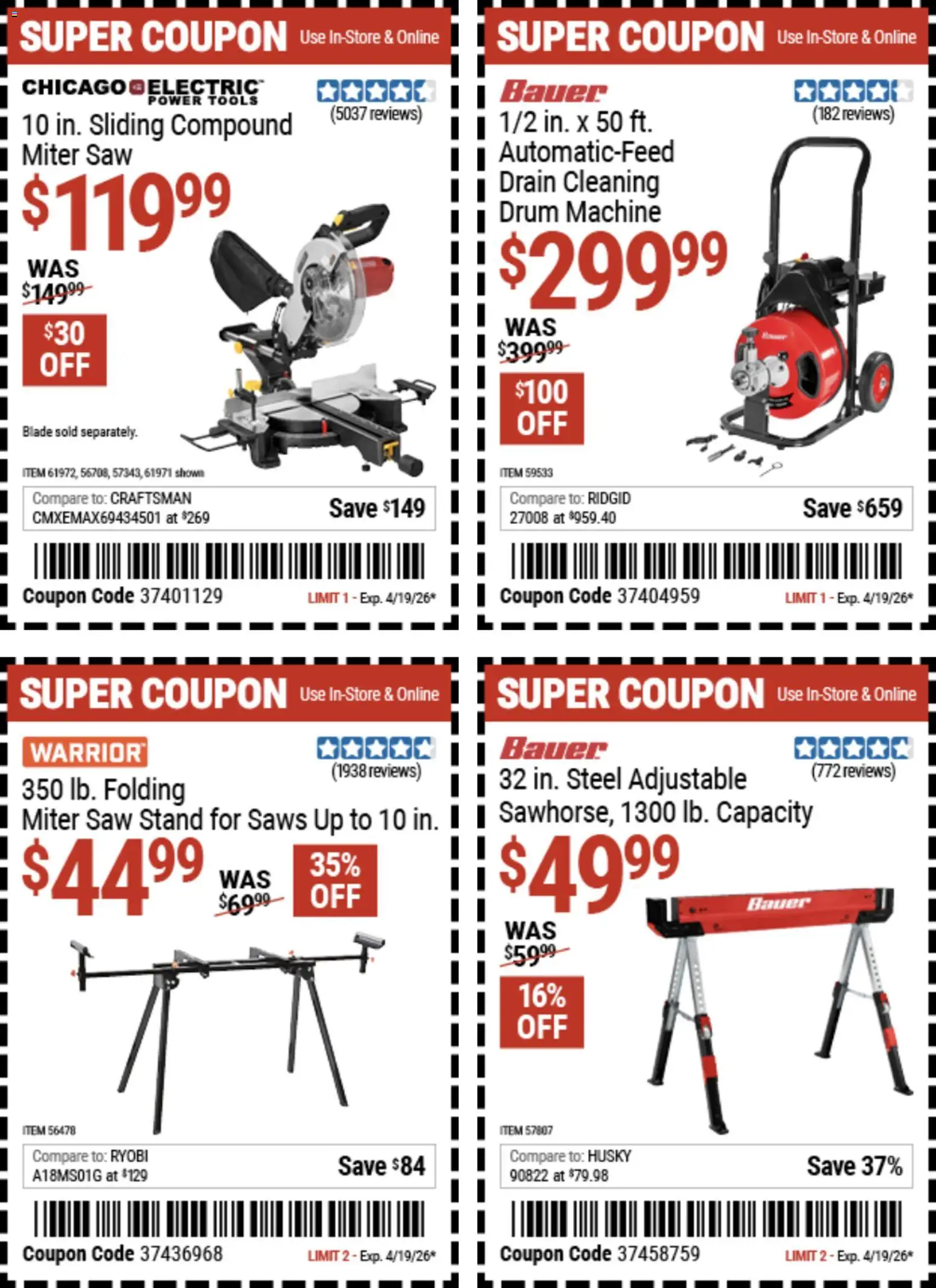 Harbor Freight Spring Black Friday - valid from 14.04.2026 | Page: 20 | Products: Saw, Miter Saw