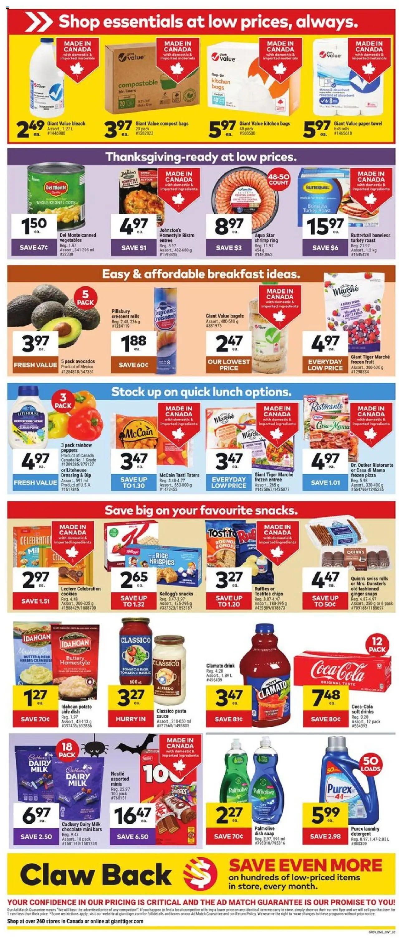 Giant Tiger flyer valid from 01.10.2025 | Page: 2 | Products: Chips, Turkey, Milk, Chocolate