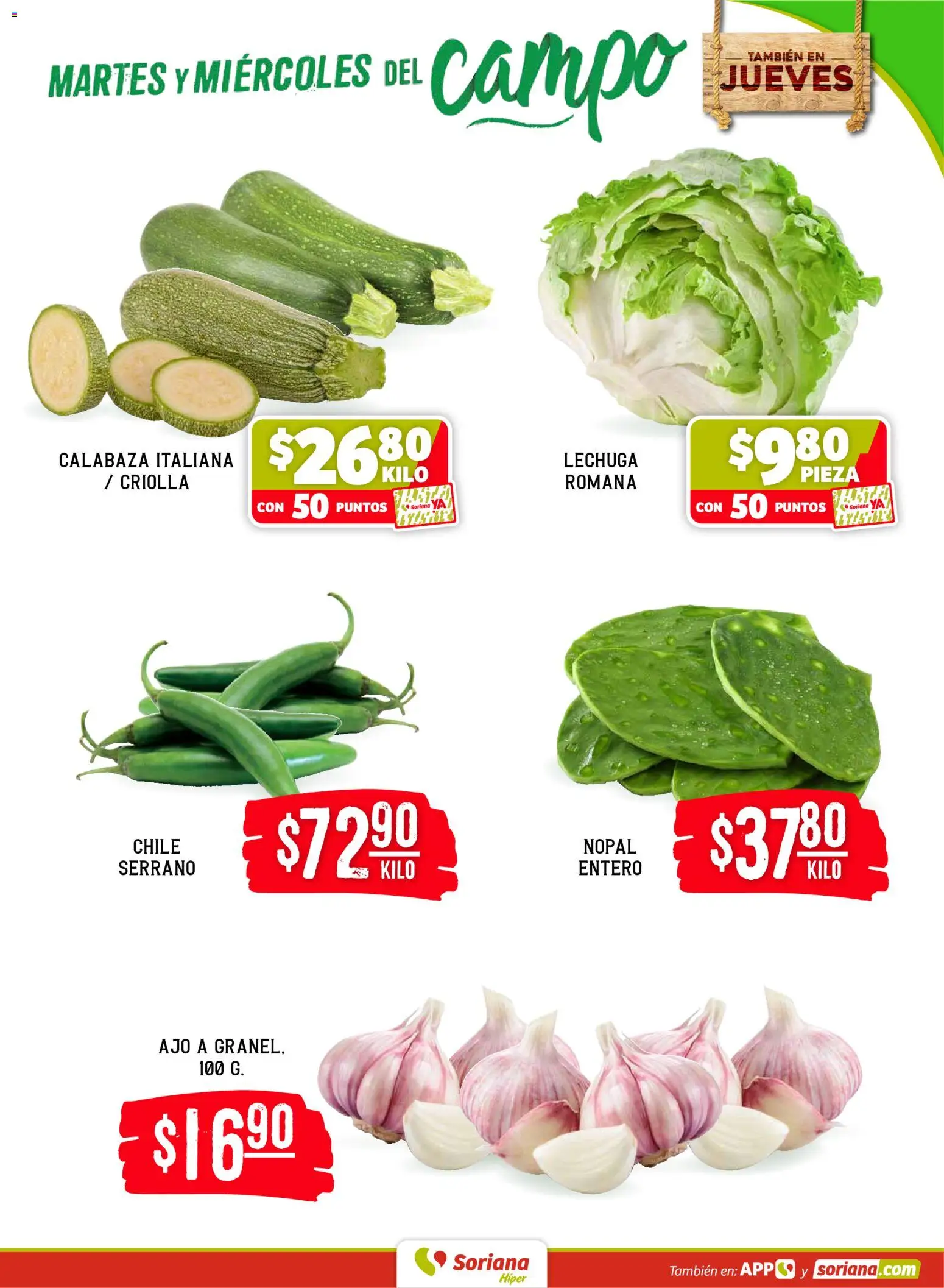 Nuevas ofertas de Soriana válidas en toda la República Mexicana desde el 28.04.2026. ¡Encuentra las mejores ofertas en Soriana Martes y Miércoles del Campo Híper: Juárez! | Página: 3 | Productos: Ajo, Lechuga