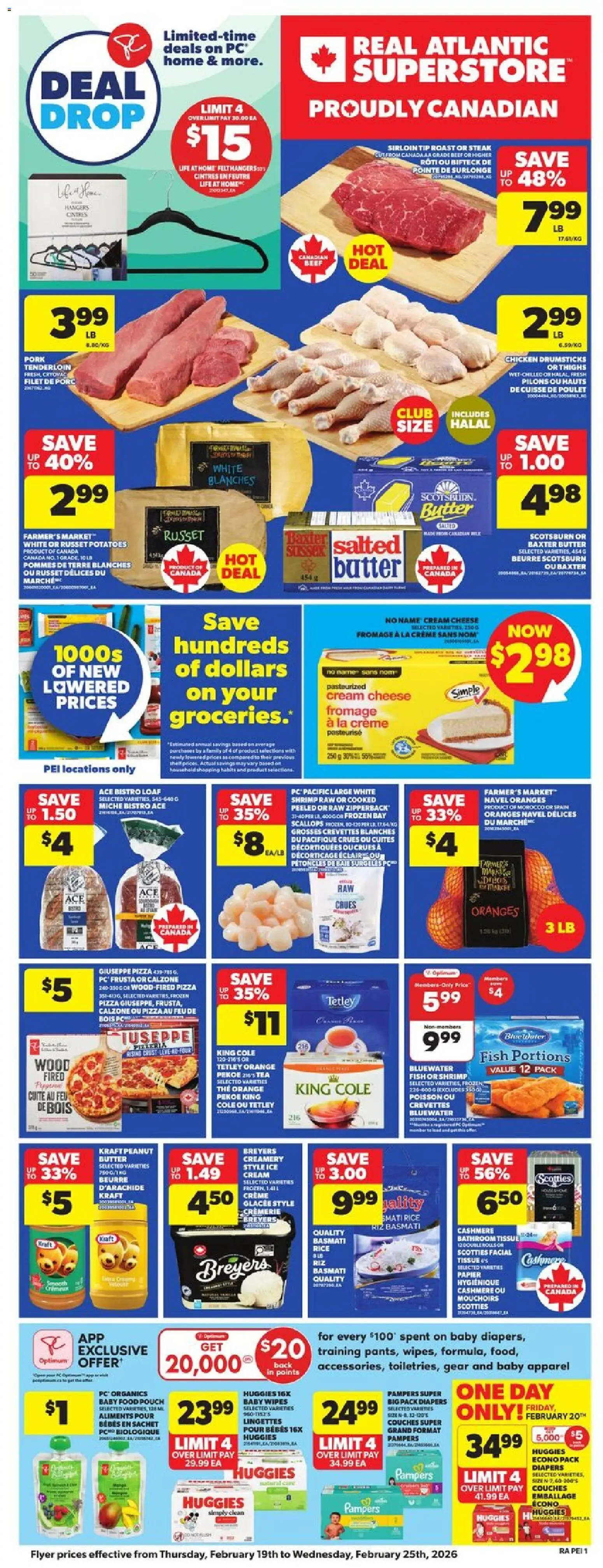 Atlantic Superstore flyer valid from 19.02.2026 | Page: 3 | Products: PC, Cheese, Chicken, Oranges