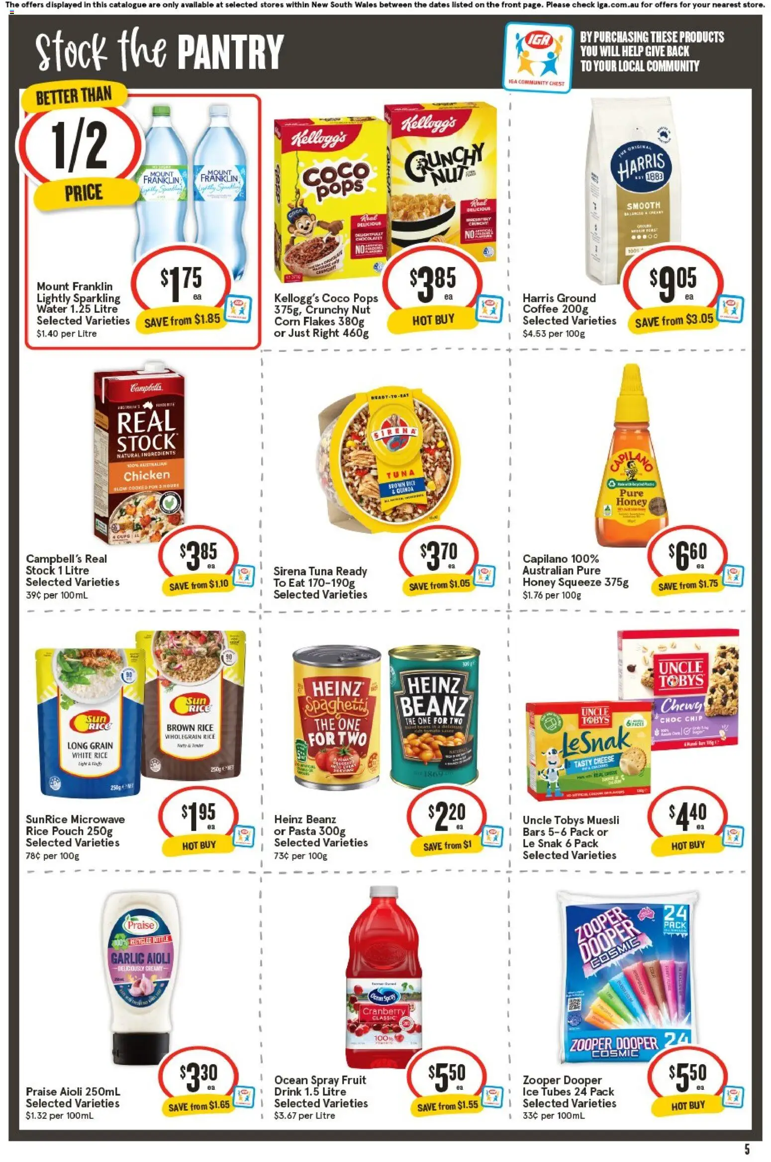 IGA catalogue - valid from 28.01.2026 | Page: 5 | Products: Cheese, Honey, Rice, Microwave