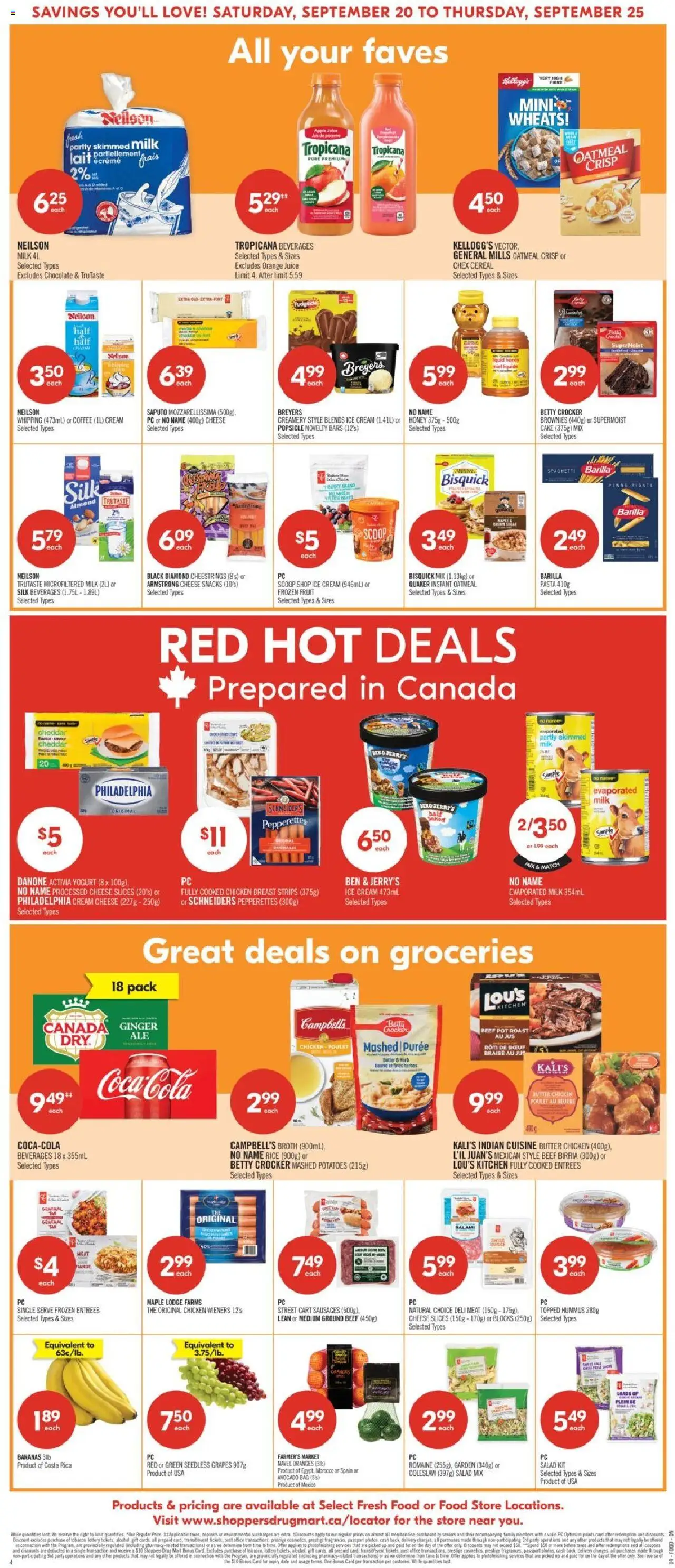 Shoppers flyer valid from 20.09.2025 | Page: 5 | Products: Salad, Potatoes, Butter, Chocolate