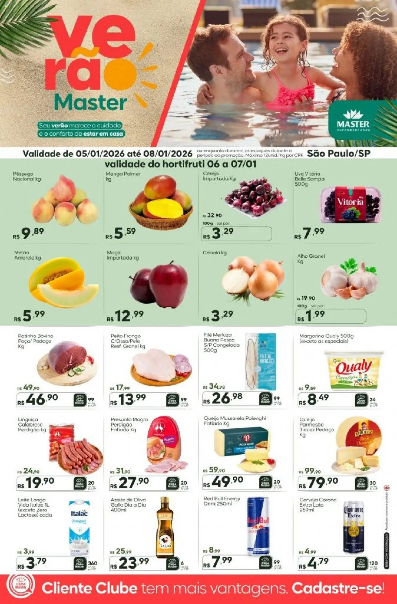 Master Folheto - válido de 05.01.2026 | Página: 1 | Produtos: Cebola, Linguiça, Leite, Mussarela
