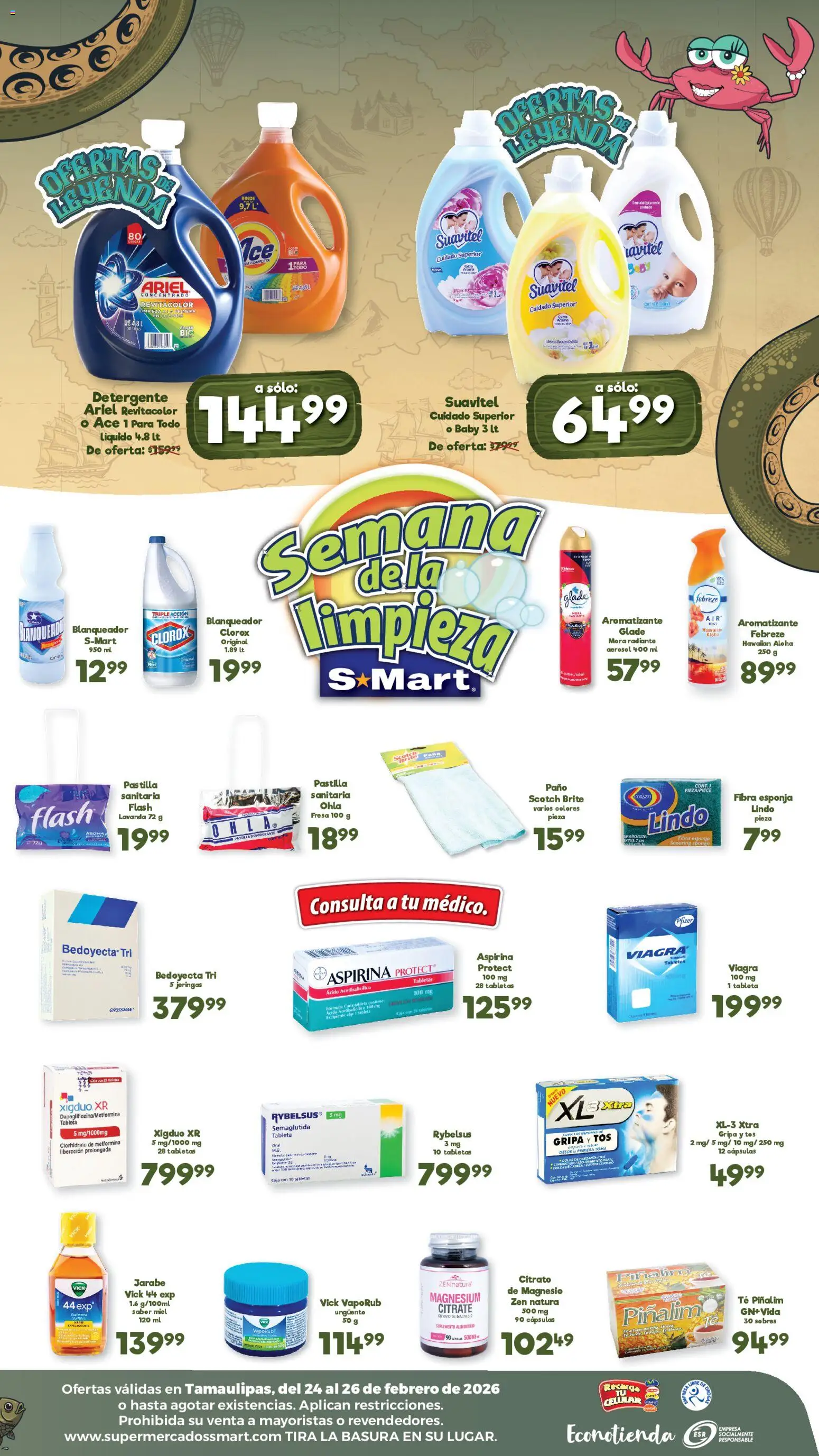 Nuevas ofertas de S-Mart válidas en toda la República Mexicana desde el 24.02.2026. ¡Encuentra las mejores ofertas en S-Mart folleto Ofertas de feria Nuevo Laredo! | Página: 2 | Productos: Fresa, Radiante, Té, Tableta