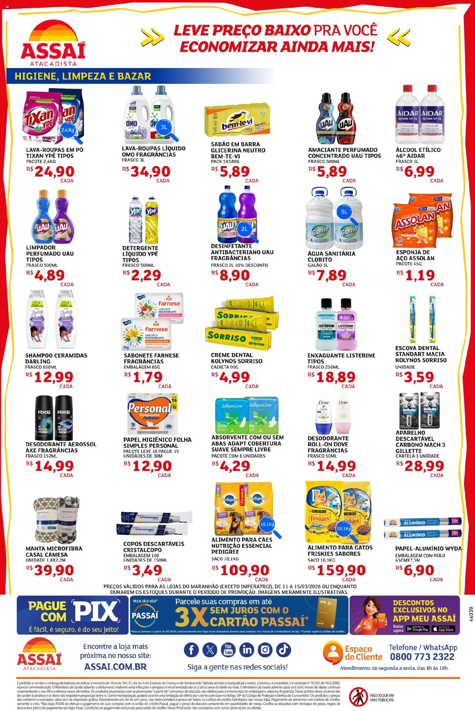 Assaí Atacadista Folheto - válido de 11.03.2026 | Página: 4 | Produtos: Rolo, Pneus, Desinfetante, Água sanitária