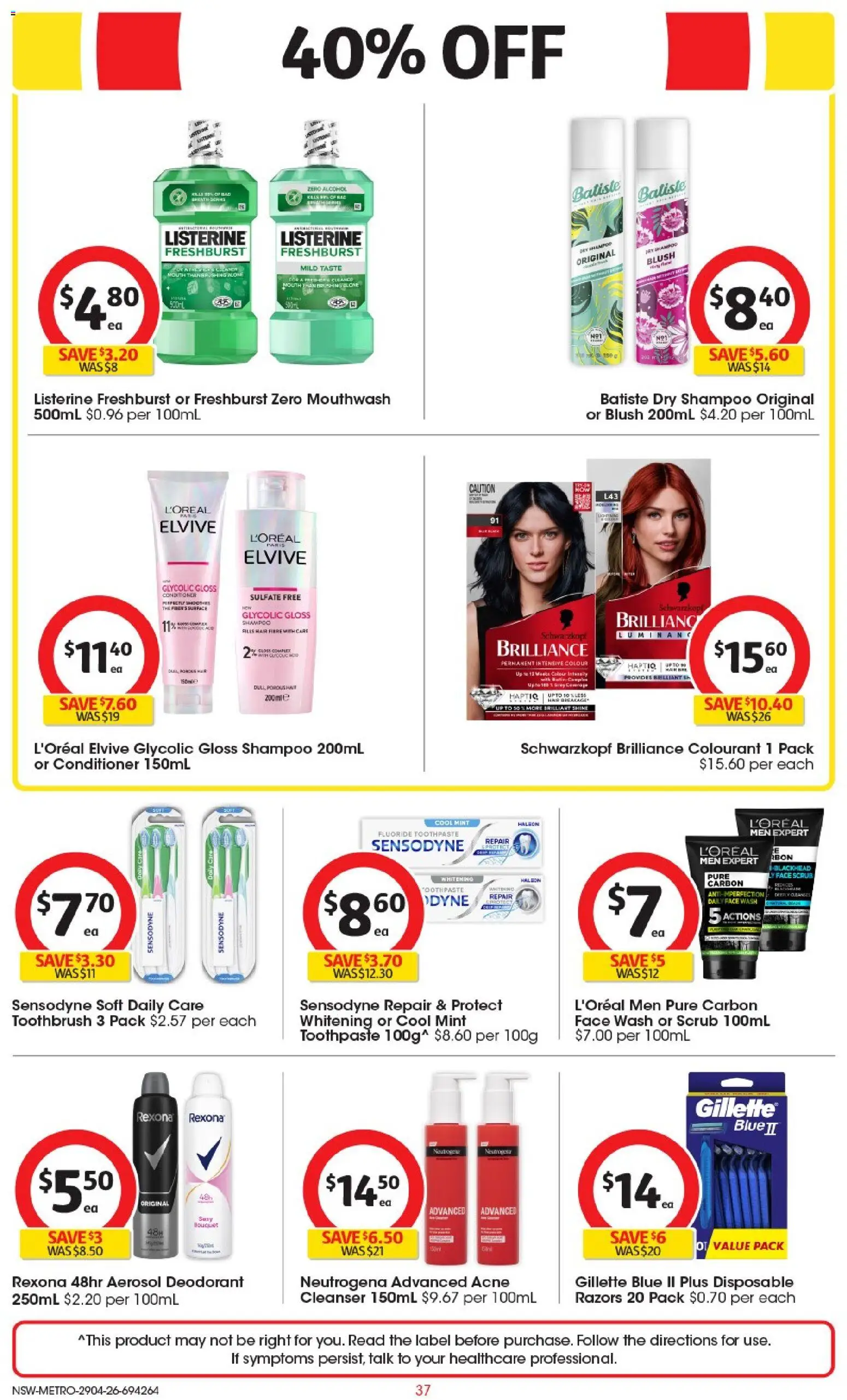 Coles catalogue - valid from 29.04.2026 | Page: 37 | Products: Shampoo, Conditioner, Mouthwash, Razors