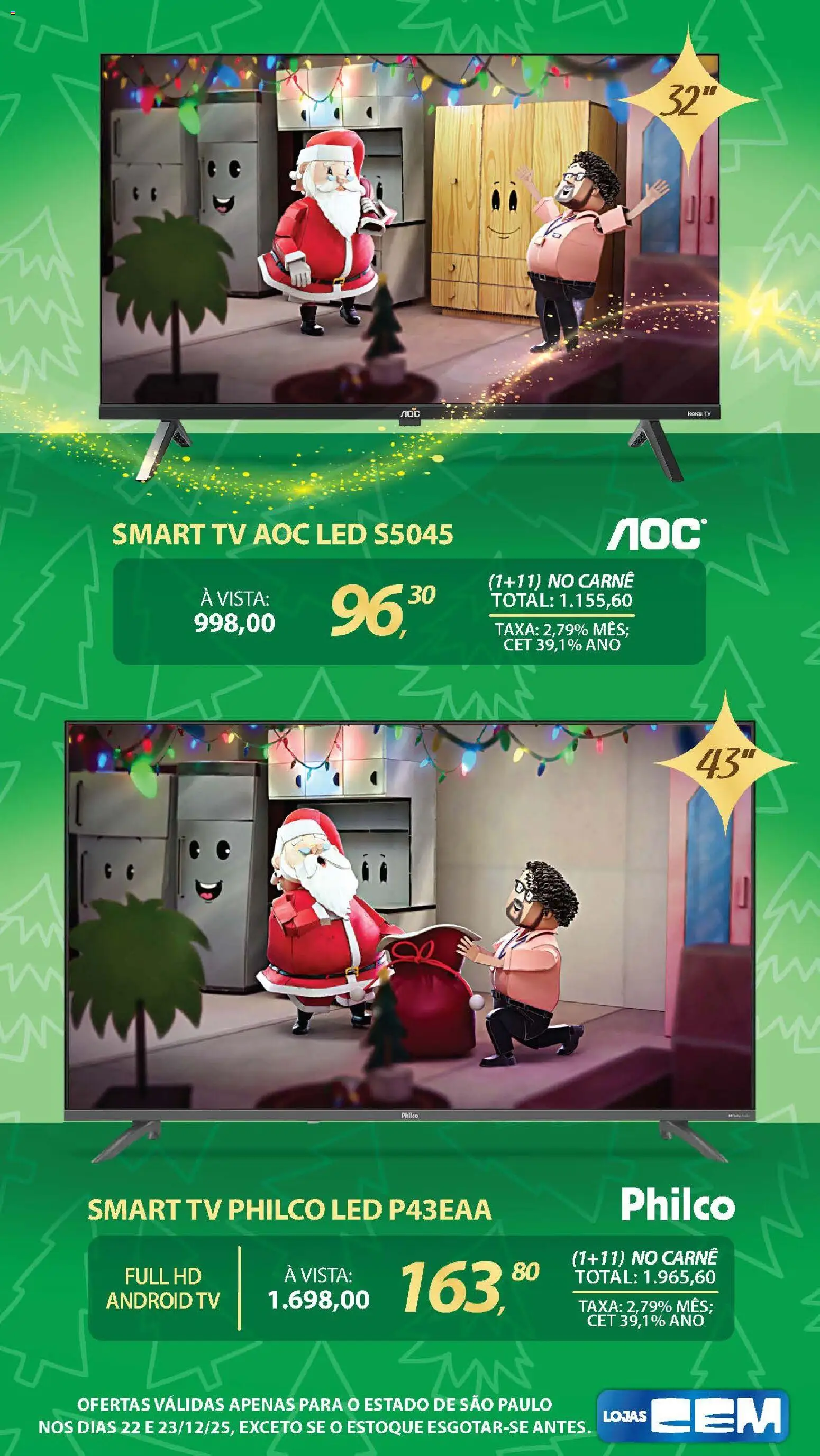 Lojas Cem Folheto - válido de 22.12.2025 | Página: 19 | Produtos: smart TV, Tv, Carne