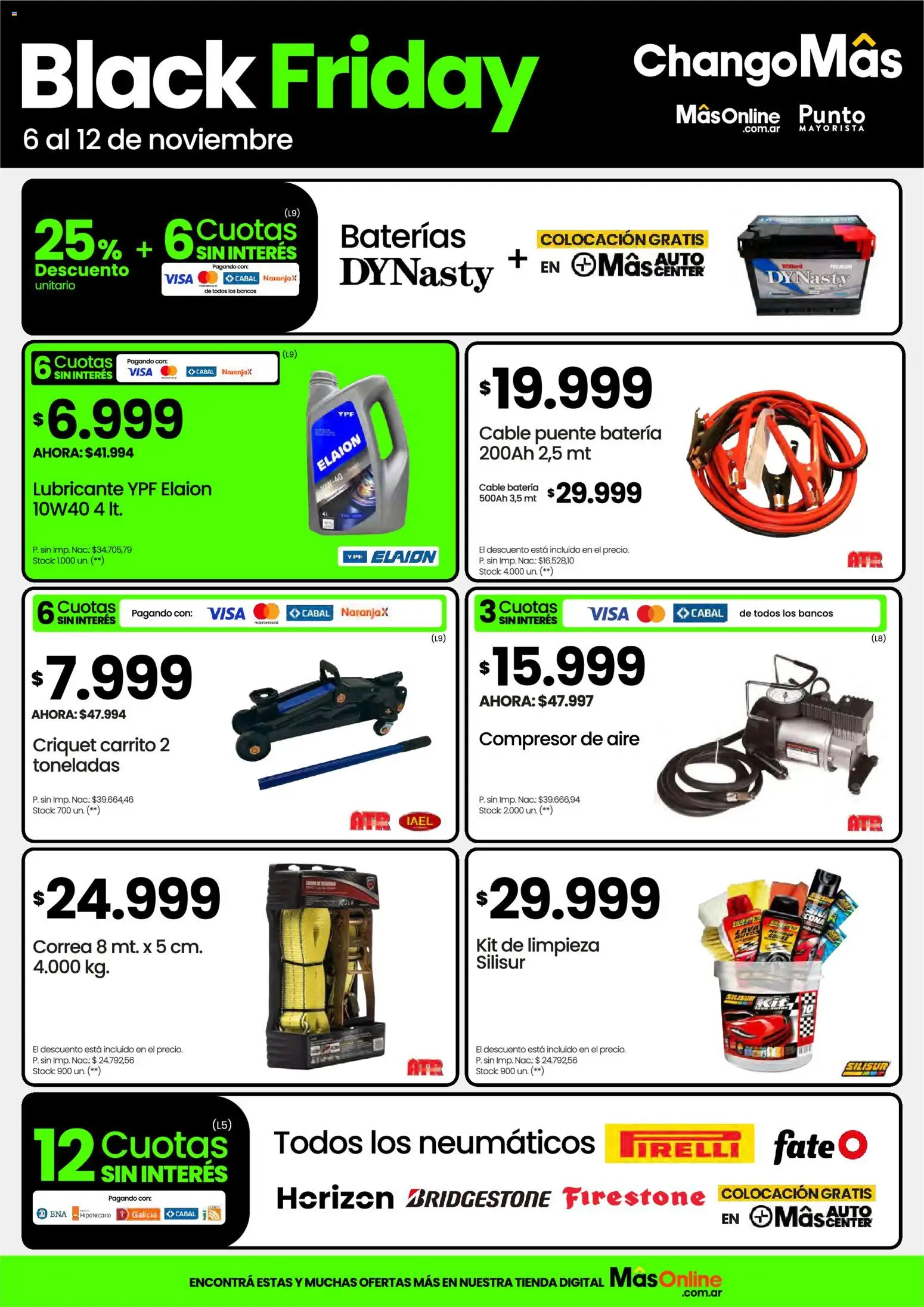Changomas Black Friday │ válido desde el 06.11.2025 | Página: 11 | Productos: Neumáticos, Cable, Batería