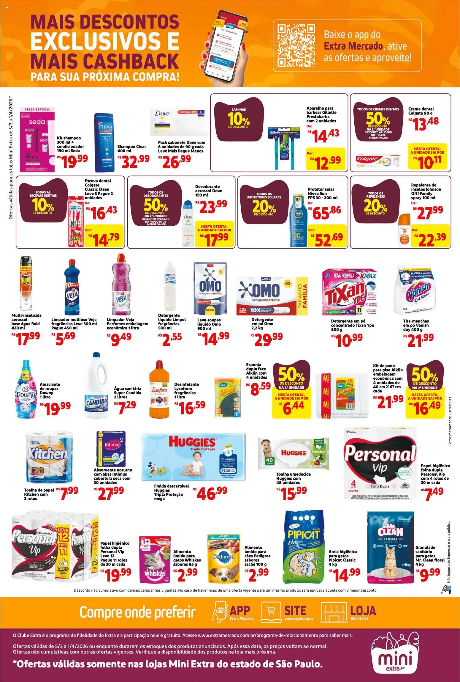 Mini Extra Folheto - válido de 05.03.2026 | Página: 4 | Produtos: Limpador multiuso, Carne, Perfumes, Esfregão