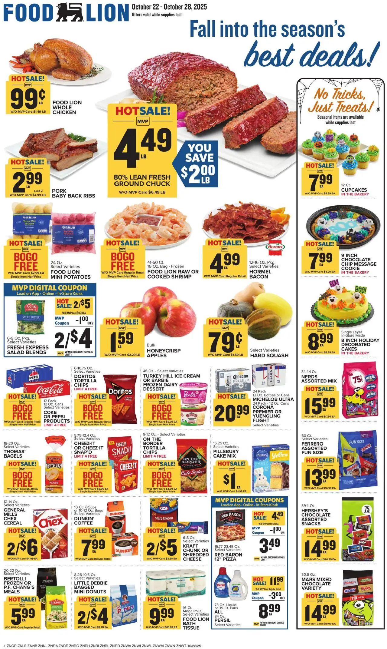 Food Lion Weekly Ad - valid from 22.10.2025 | Page: 1 | Products: Apples, Chips, Salad, Bag