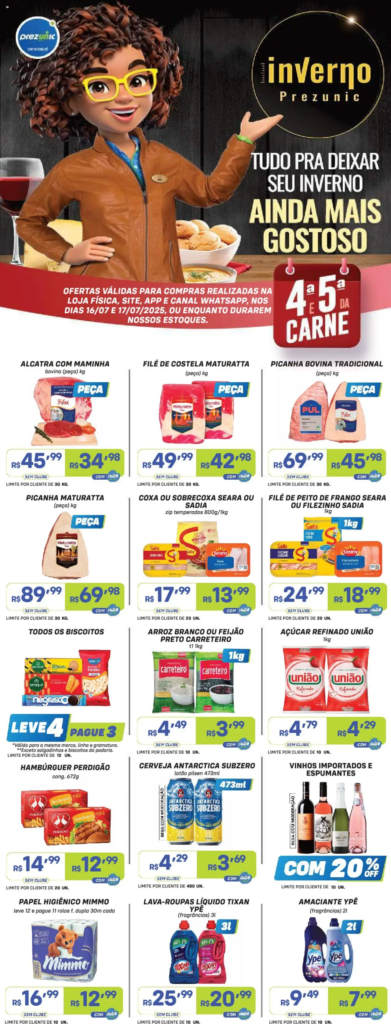 Prezunic Folheto - válido de 16.07.2025 | Página: 1 | Produtos: Maminha, Carne, Biscoitos, Amaciante