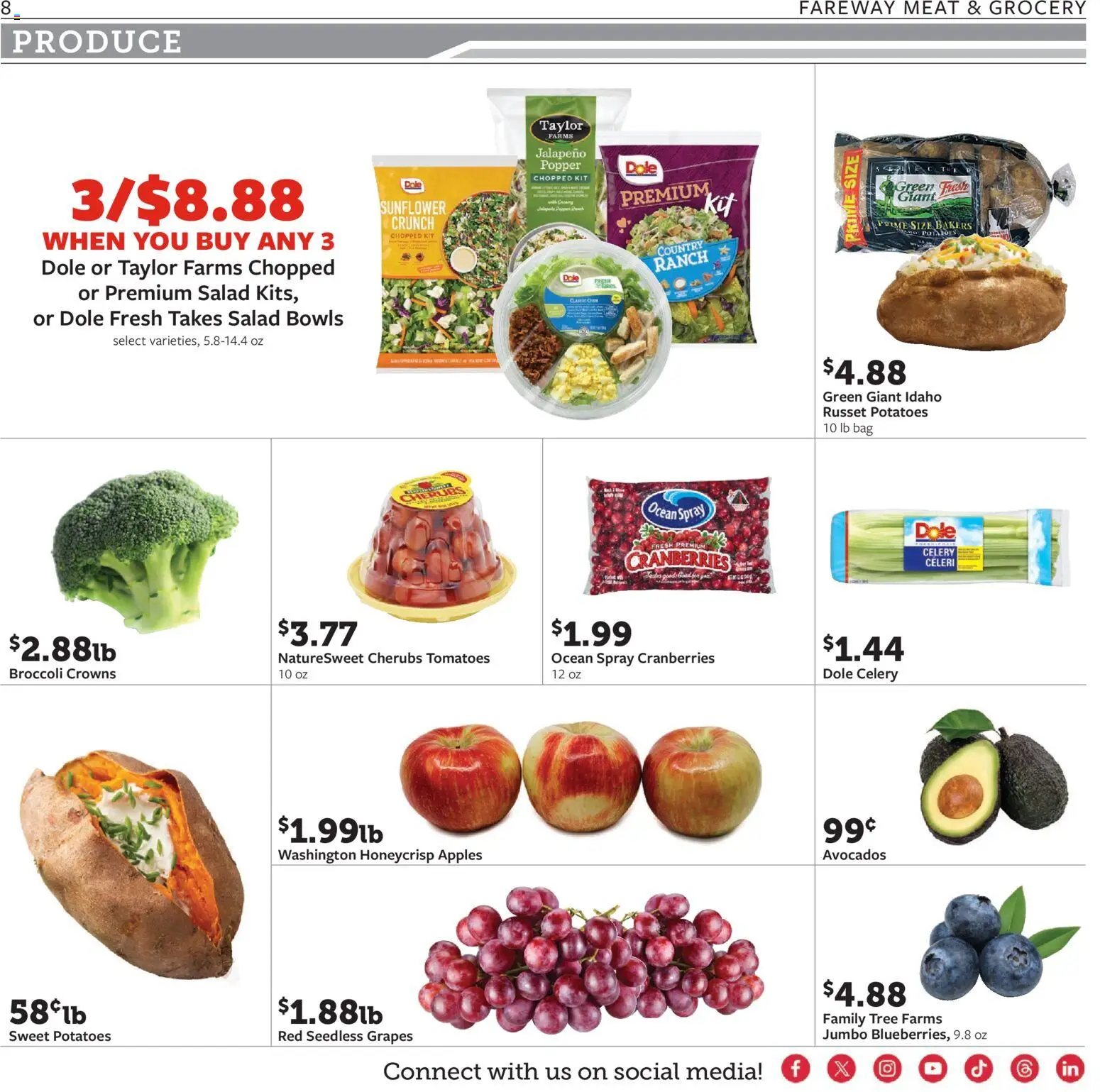 Fareway Weekly Ad - valid from 17.11.2025 | Page: 8 | Products: Broccoli, Apples, Grapes, Bag
