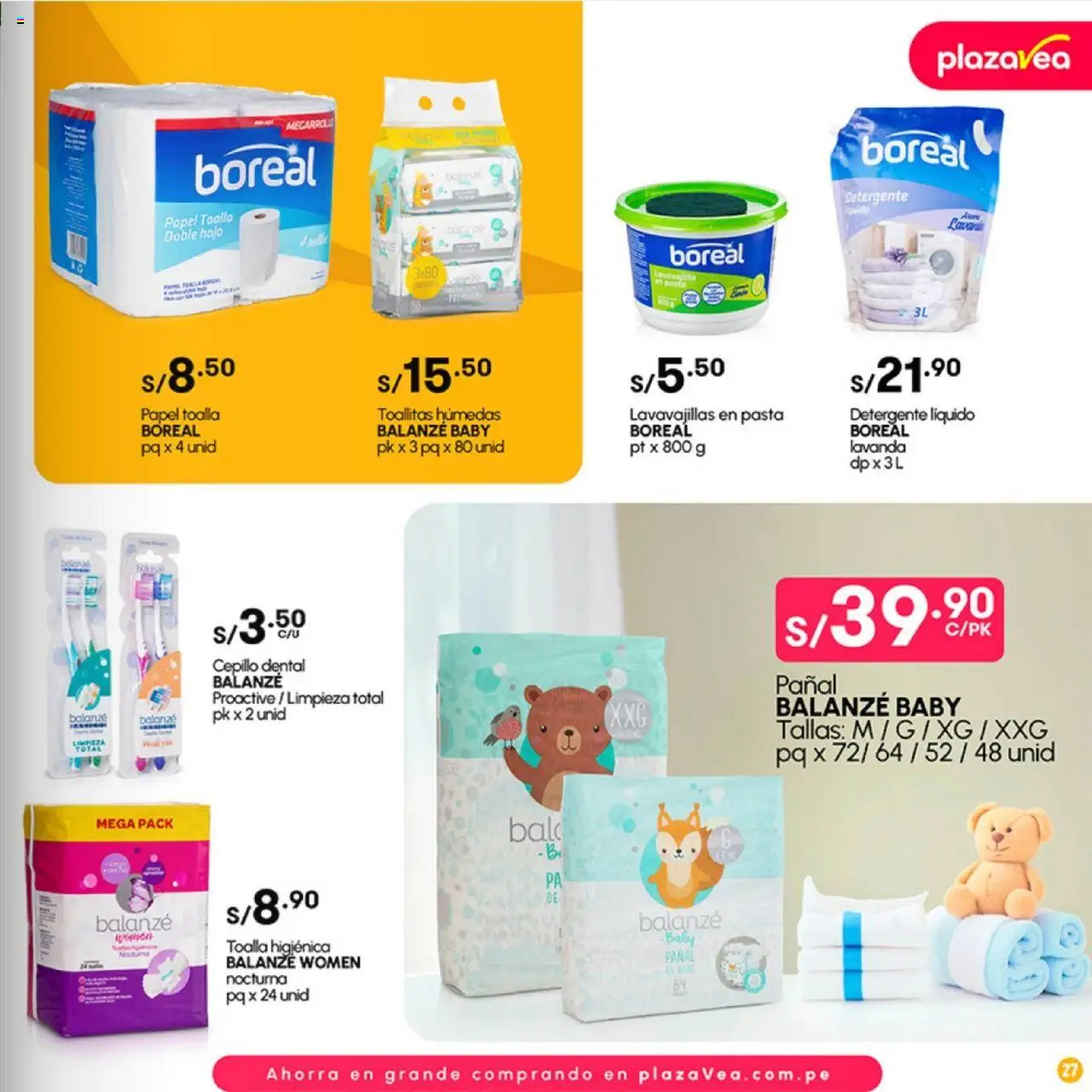Catálogo Plaza Vea válido desde 02.06.2025 | Página: 27 | Productos: Detergente, Toalla, Pasta, Lavavajillas